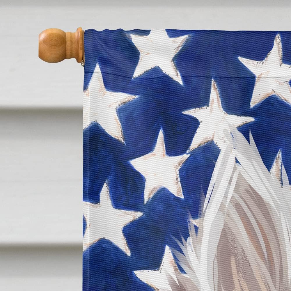 Caroline's Treasures CK6687CHF Samoyed Dog American Flag House Flag Large Porch Sleeve Pole Decorative Outside Yard Banner Artwork Wall Hanging, Polyester, House Size, Multicolor
