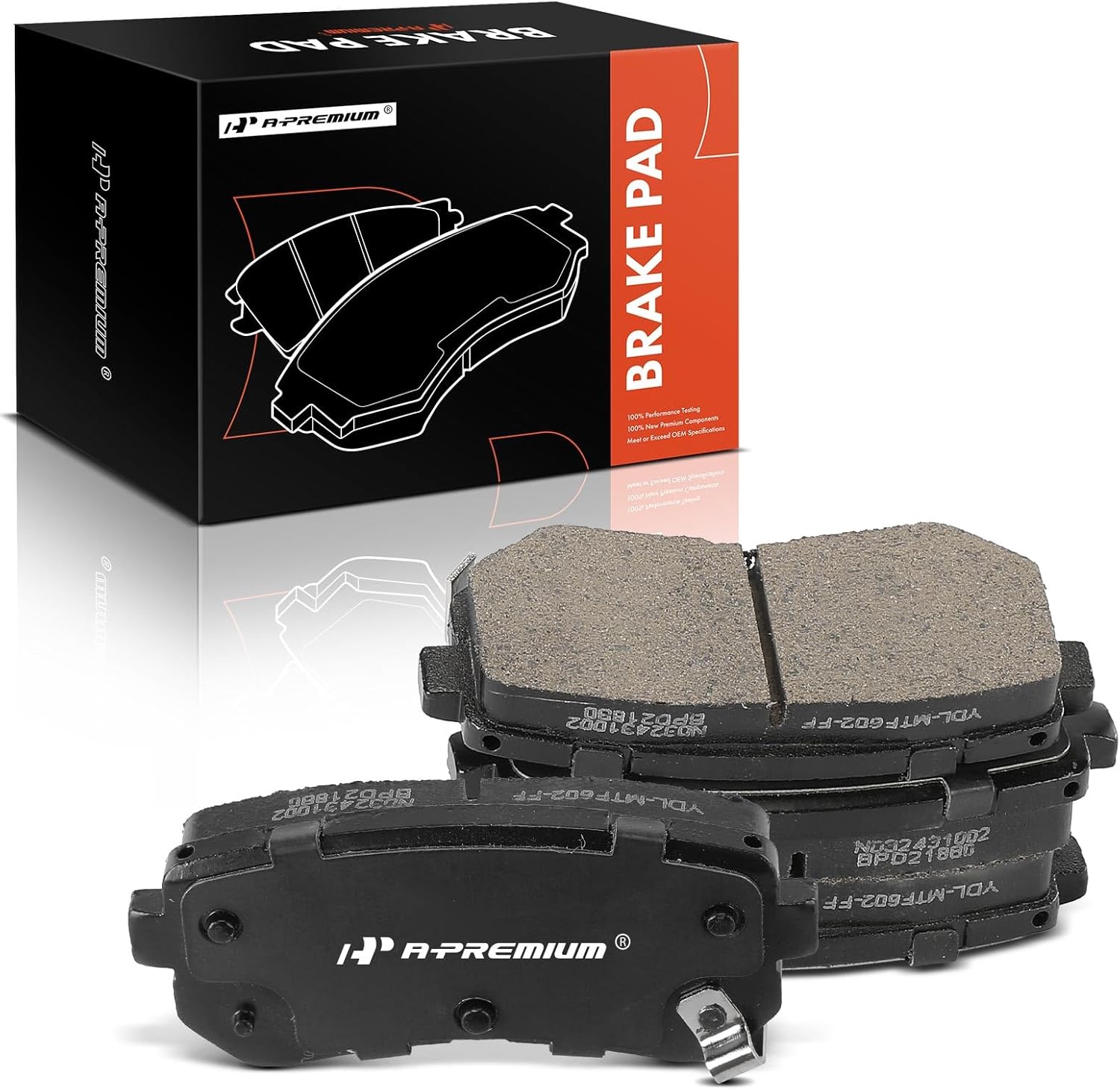 A-Premium Rear Ceramic Brake Pads 4-Pack Set Compatible with Hyundai & Kia Models - 2018-2023 Kona, 2021-2022 Seltos