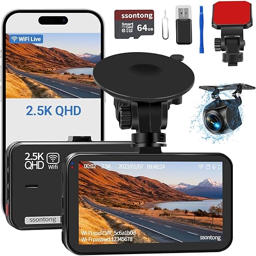 Compare Dash Cam Front and Rear, Dash Camera for Cars WiFi/APP Control
