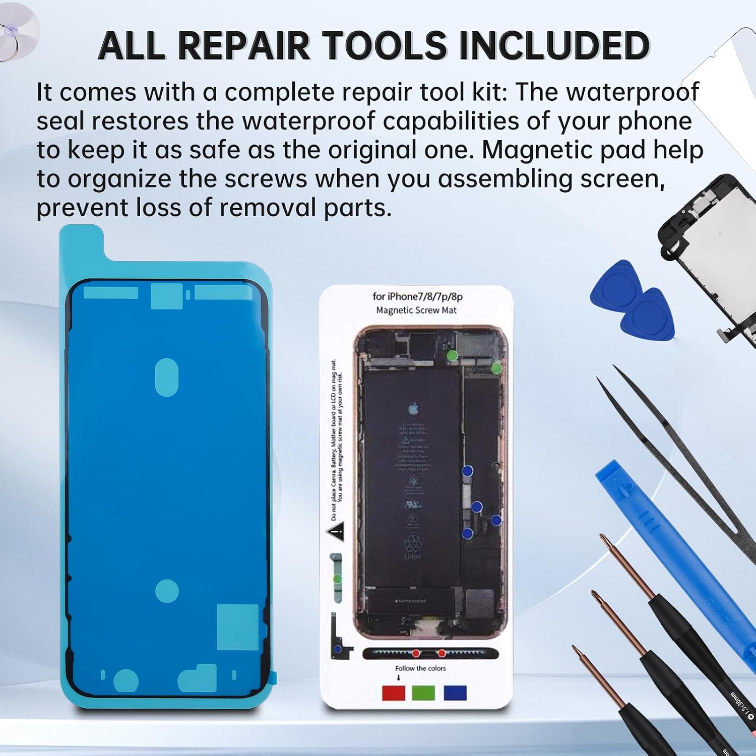 for iPhone 7 Plus Screen Replacement 5.5" Assembled with Home Button | Display with Front Camera Ear Speaker Earpiece Screen Protector Proximity Sensor Full Repair Tools A1784 A1785 A1661 Black