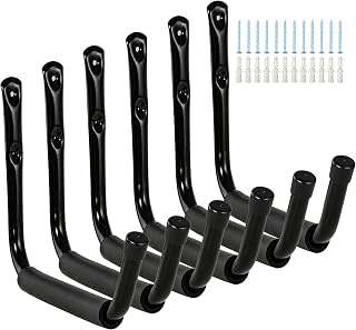 AOFOX Kayak Garage Storage Hooks, 6 Pack Heavy Duty Wall Mount Jumbo Arm Kayak Racks, Canoe Hangers for Hanging Canoe Surfboard Snowboard Paddle Board Ladders Bikes (Middle)