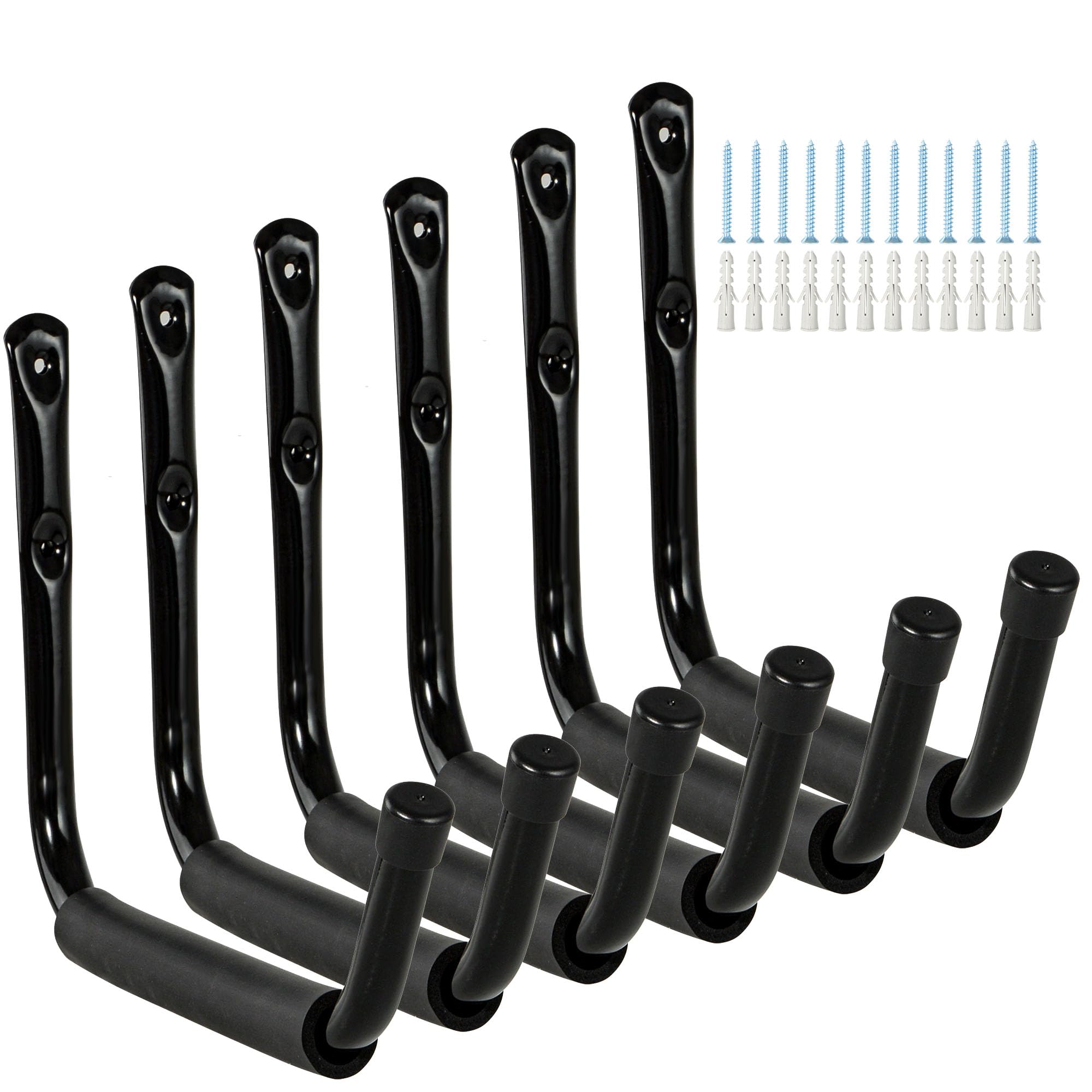 AOFOX Kayak Garage Storage Hooks, 6 Pack Heavy Duty Wall Mount Jumbo Arm Kayak Racks, Canoe Hangers for Hanging Canoe Surfboard Snowboard Paddle Board Ladders Bikes (Large)