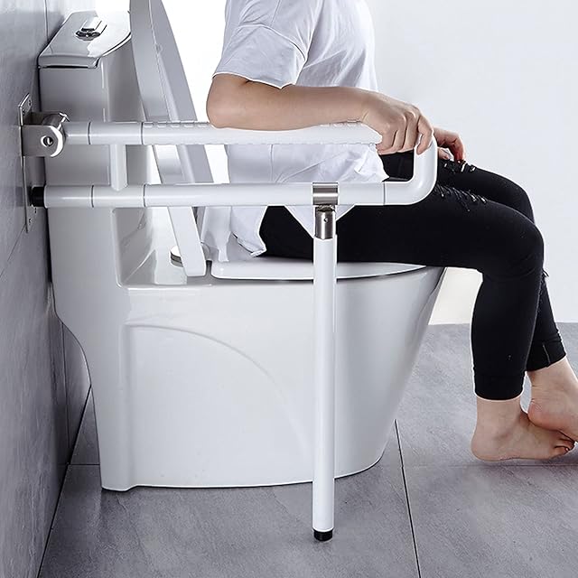Toilet Grab Bar Bathroom Safety Handrail Folding Drop Down Foldable Wall Mounted Toilet Support Bathroom Aid Assist Rail for Disabled Elderly Pregnant Woman (Load up to 150kg(330 lb))