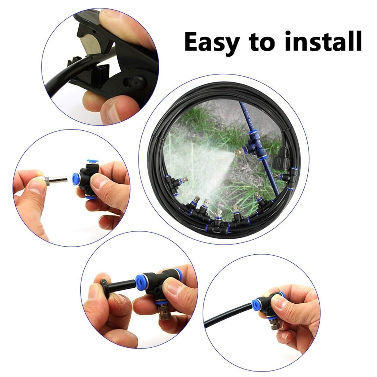 Misting Cooling System, Outside Water Misters for Outdoor Patio, Backyard Mist Hose Kits-Garden, Greenhouse, Fan, Deck, Umbrella, Canopy, Pool, Porch(23m/75ft)