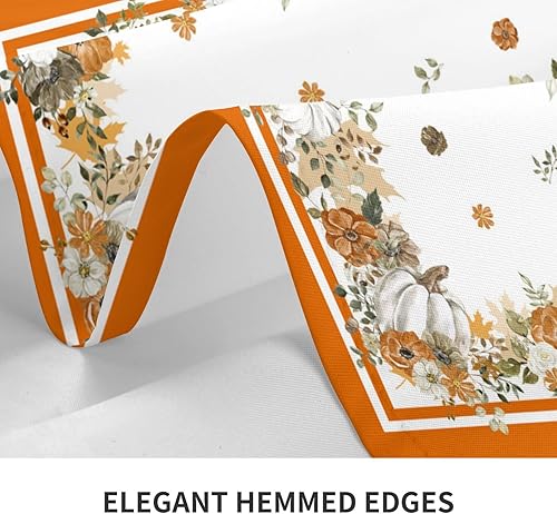 Miniatura 6 de Mantel rectangular de otoño de 60 x 84 pulgadas, mantel impermeable con flores de calabaza blancas, mantel de Acción de Gracias, hojas de arce,