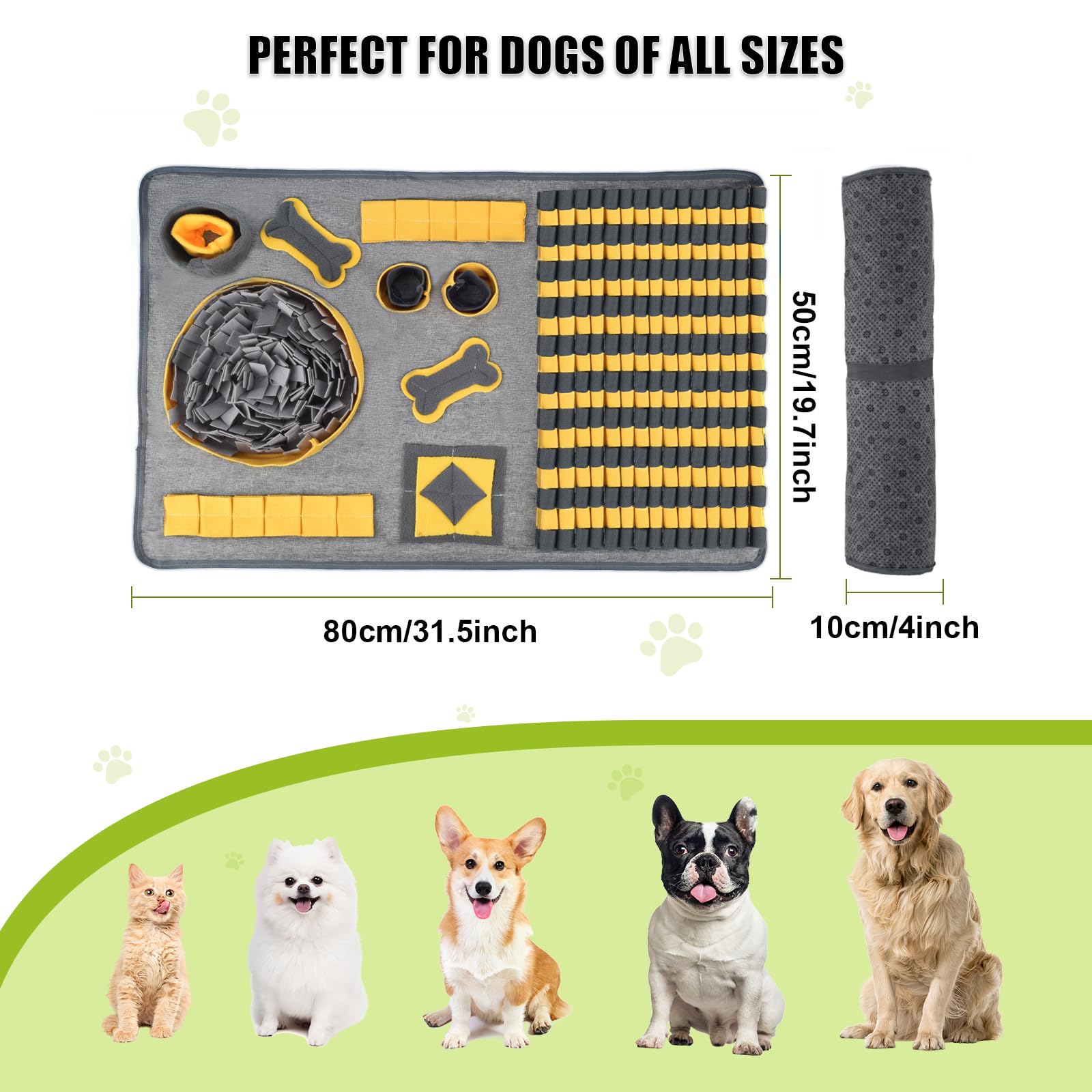 Schnüffelmatte Für Hunde, 60x50 Cm – Interaktives Spielzeug Zur Beschäftigung, Stressabbau & Langsame Fütterung