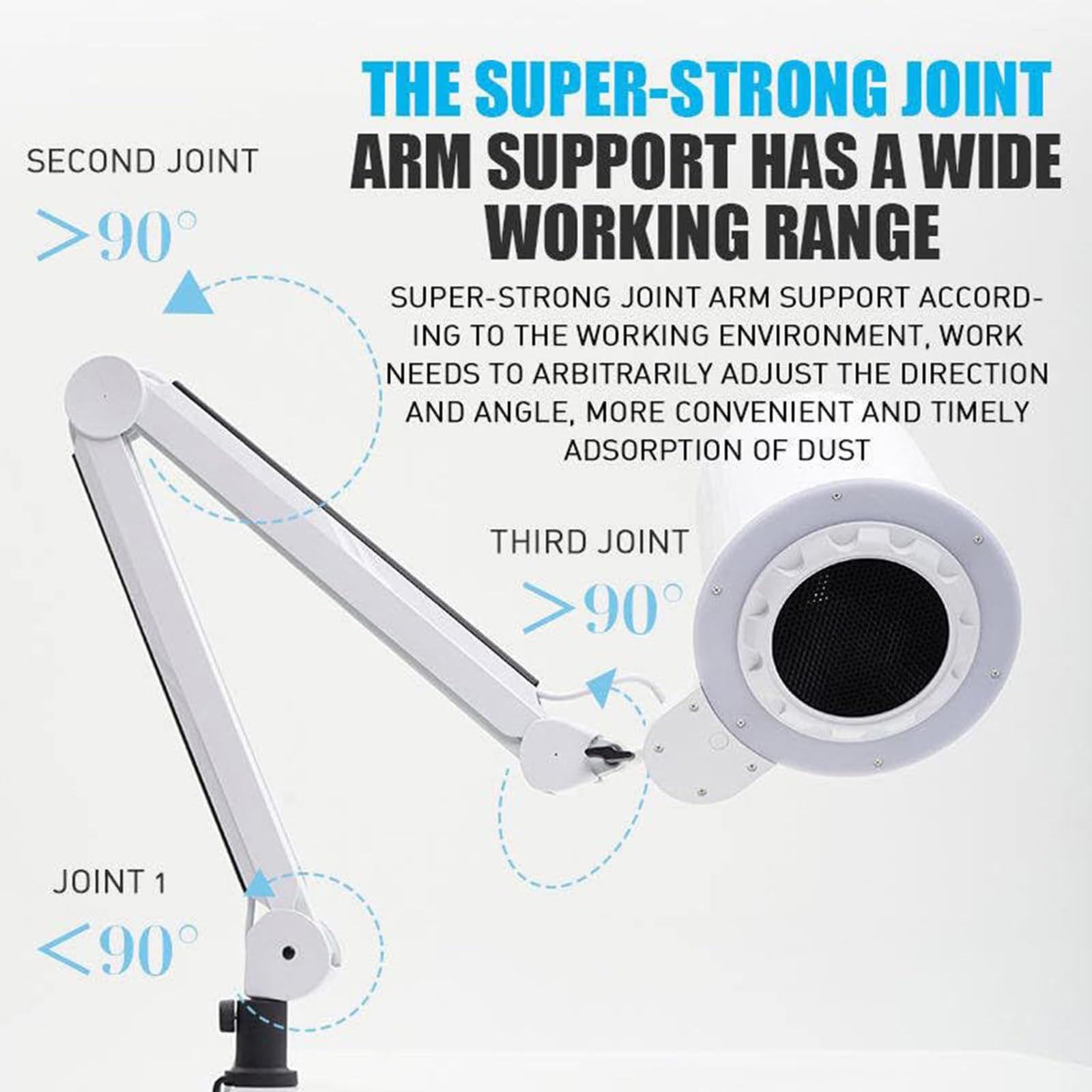 Aspirapolvere Professionale per Unghie, Potente Aspirapolvere per Unghie da 80 W, con Filtro Riutilizzabile, 10 velocità, Base Mobile + Luce LED Dimmerabile