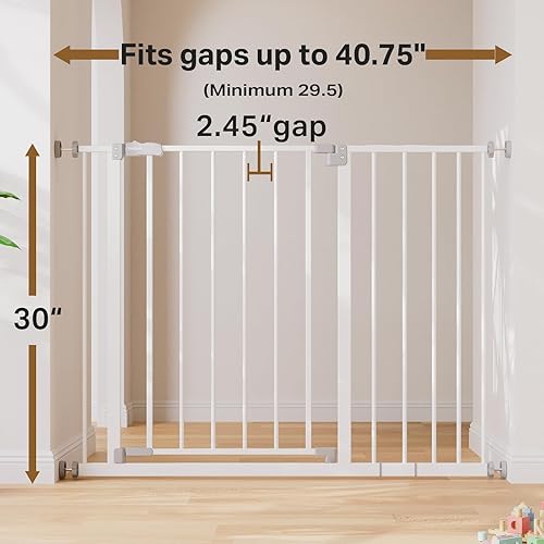 Miniatura 3 de InnoTruth Puerta de bebé de 29.5 a 40.75 pulgadas para escaleras y puertas, 30 pulgadas de alto, puerta extra ancha para perros con columpio de 2