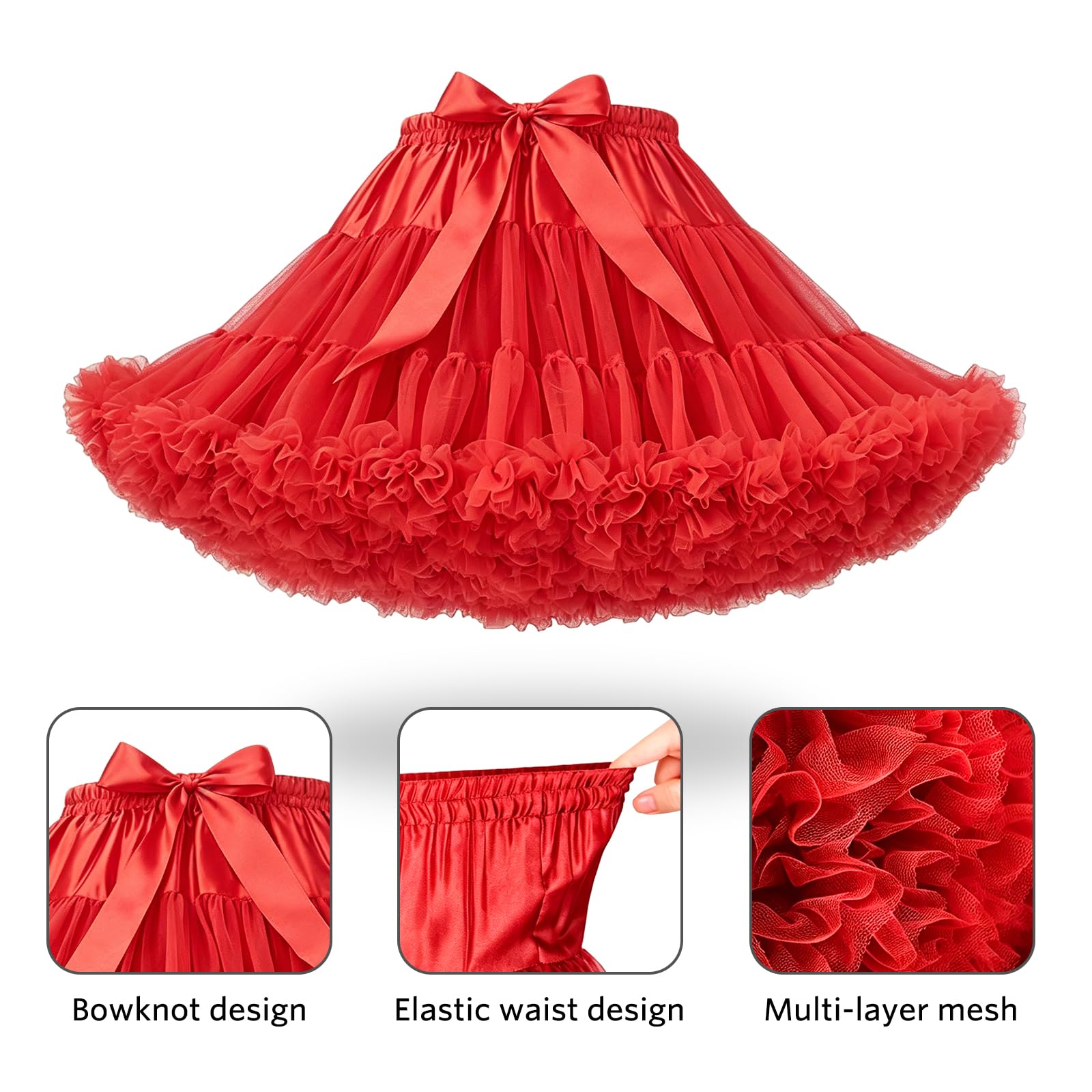 Women's Petticoat Skirt Puffy Tutu Tulle Skirt Ballet Dance Pettiskirts Underskirt