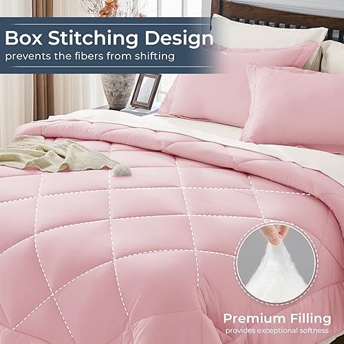 Miniatura 4 de HEVUMYI - Juego de edredón tamaño King, 7 piezas, todas las estaciones, juego ultrasuave con edredón, sábana encimera, sábana bajera, fundas de