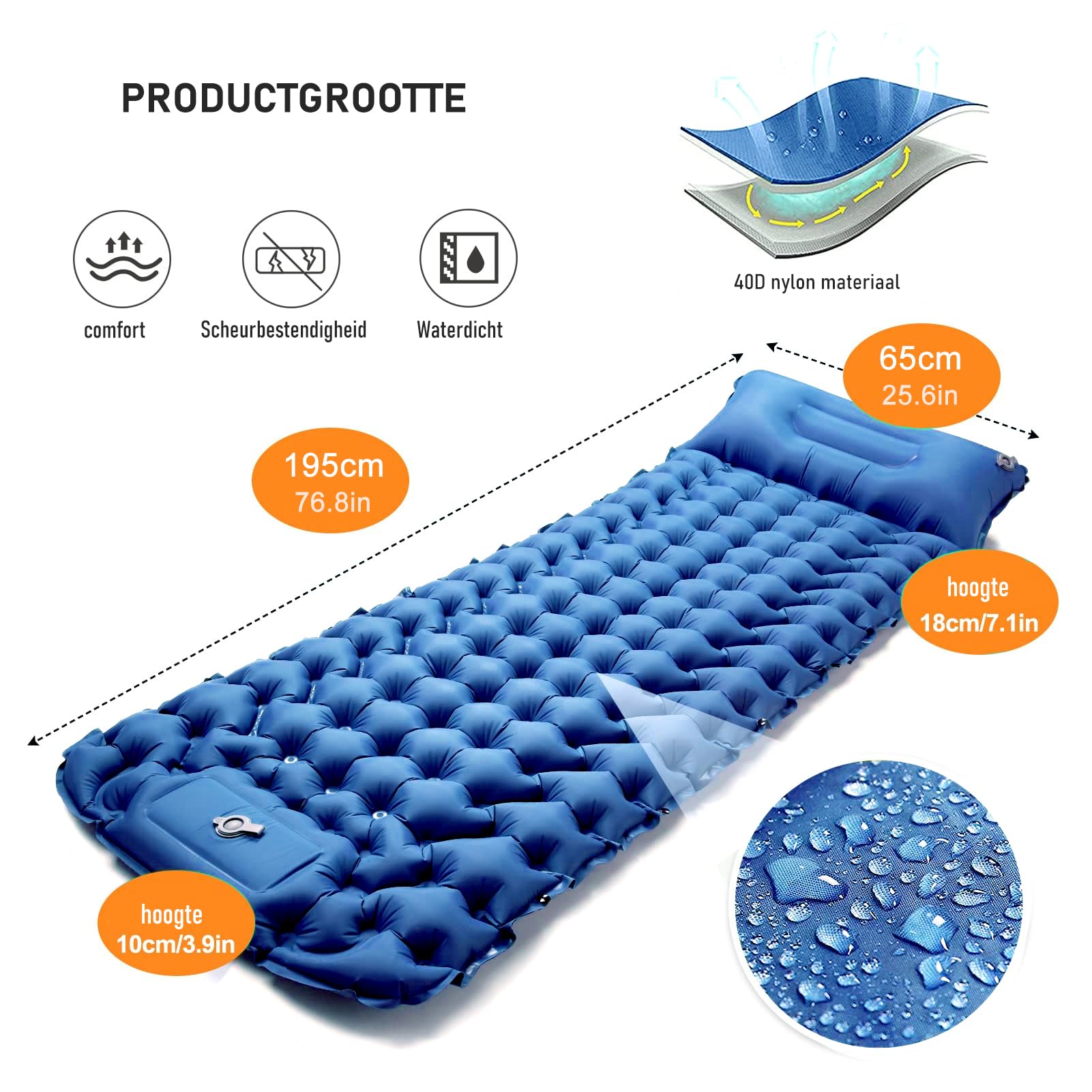 CALIYO Matelas de Camping Autogonflant – Matelas Pneumatique épais avec Pompe à Pied, Ultraléger et Imperméable | Oreiller Intégré, Compact pour L'extérieur, La Randonnée, Les Tentes et Les Voyages