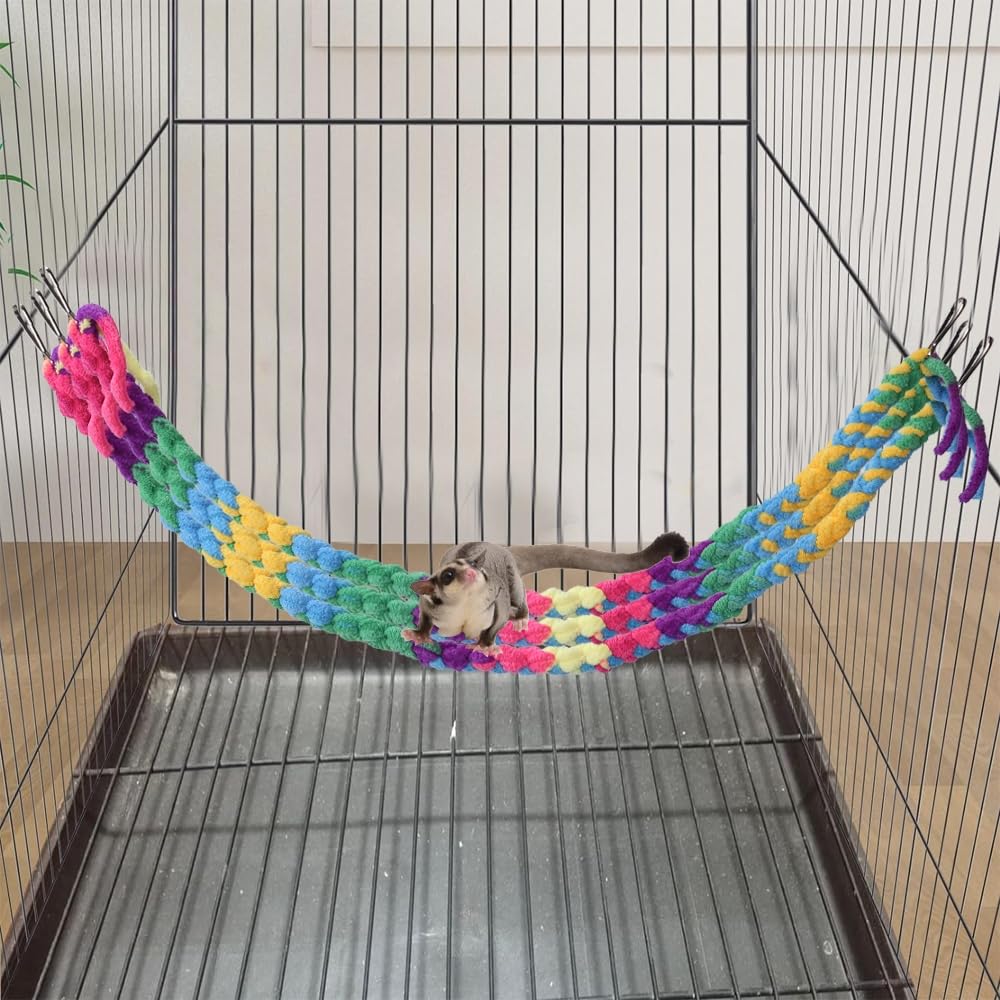 DONGKER Corda Arrampicata per Piccoli Animali,2/4 Pezzi Giocattolo per Aliante Zucchero con Fibbia in Metallo per Ratto Furetto Pappagallo Esplora Esercizio