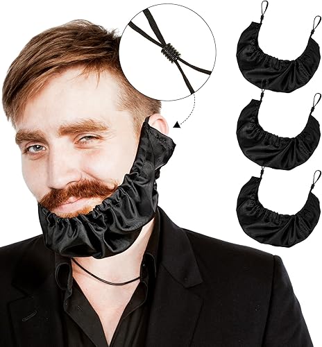 Miniatura 9 de EBOOT 3 gorras de barba para hombres, bandana para barba, fundas ajustables para el pelo facial, delantal, capó para dormir, babero