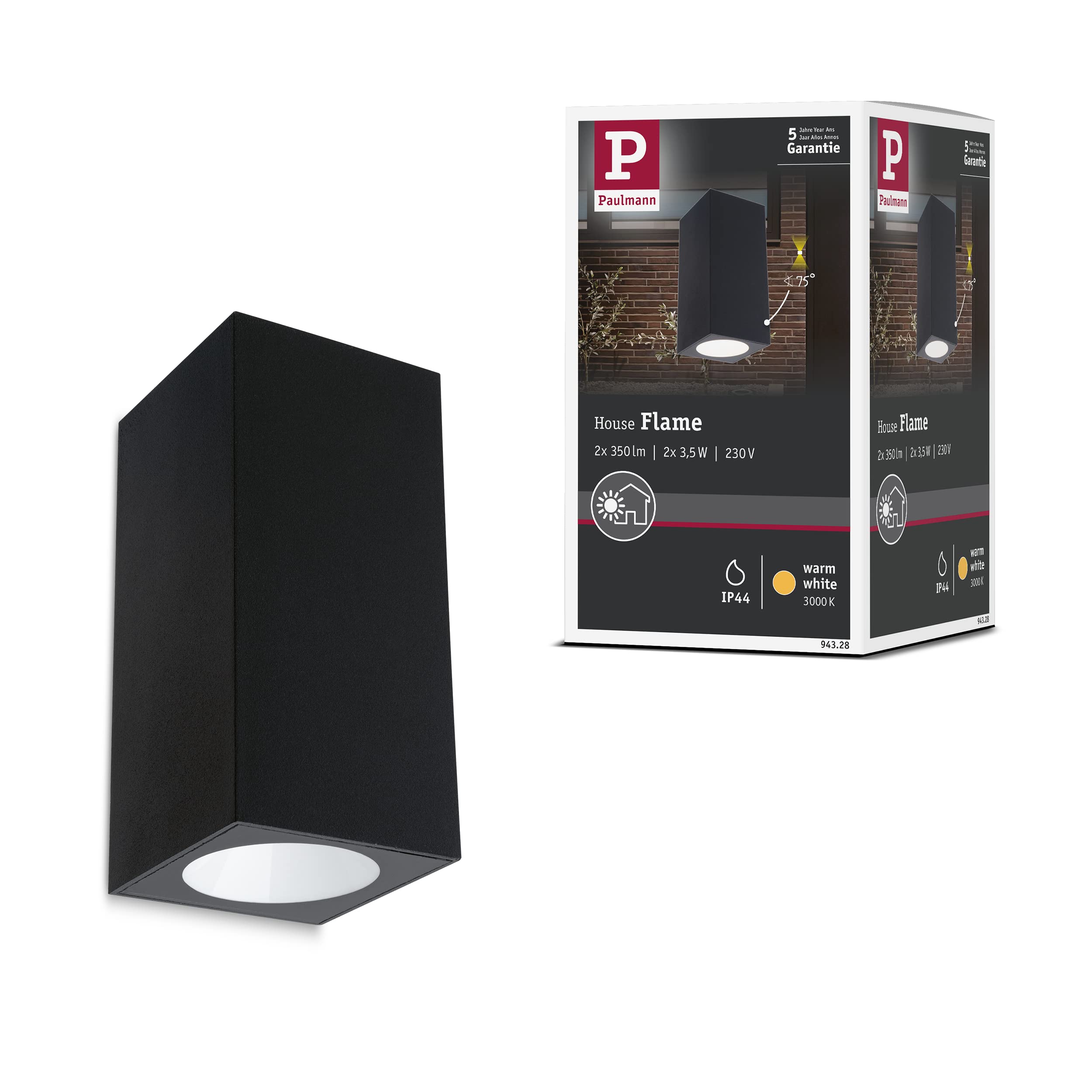 Paulmann Flame Wall Lamp 2-Bulb 12.8 Cm Anthracite
