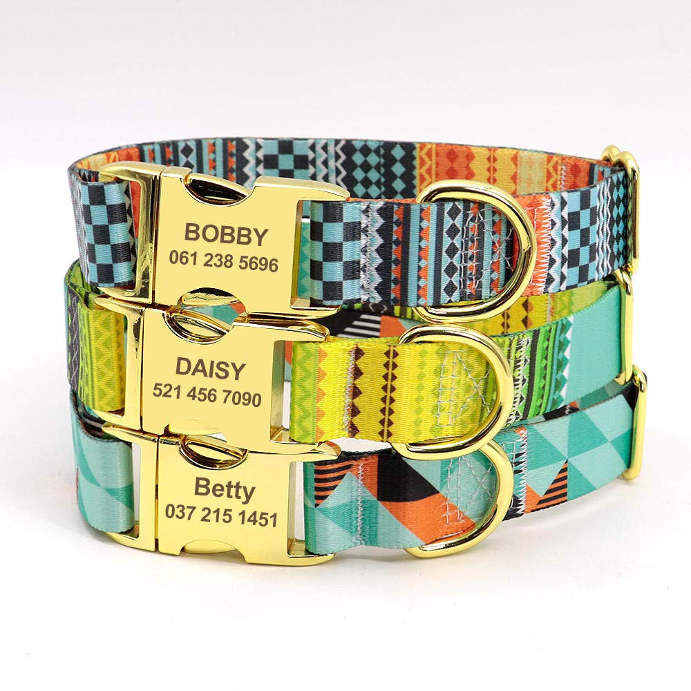 Collare di cane personalizzato Collare di etichetta per cane personalizzato in nylon Collare di identificazione per cuccioli di gatto con incisione stampata Collari di targhetta per animali dom