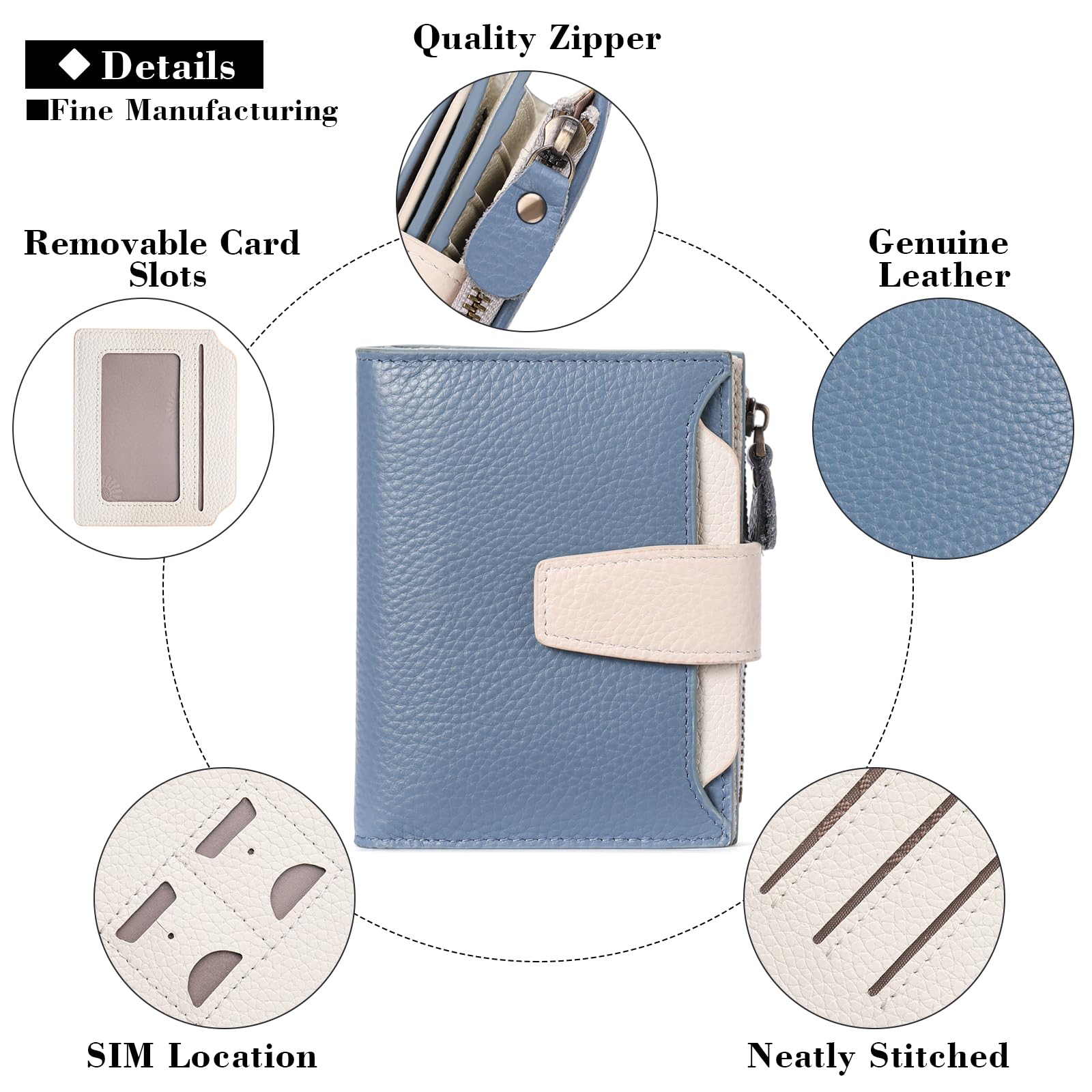 SENDEFN Portafoglio Donna in Pelle Vera Piccolo Portamonete Cute con Cerniera 14 Carte Portafoglio Donna Pelle con Tanti Scomparti