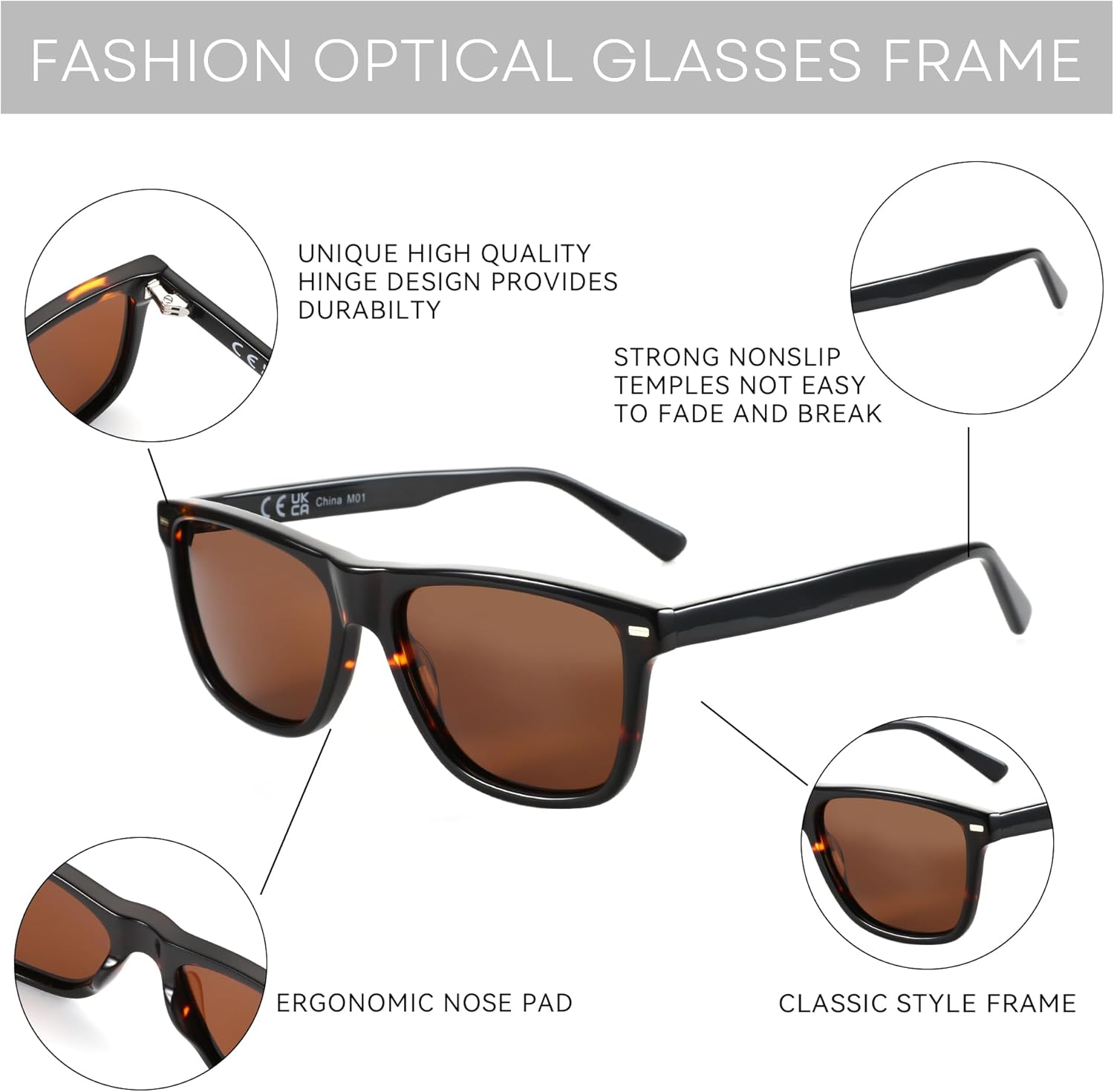 ZENOTTIC Square Sunglasses Mens Polarized: Square Sunglasses UV400 Protection - Classic Sunglass Retro Frame