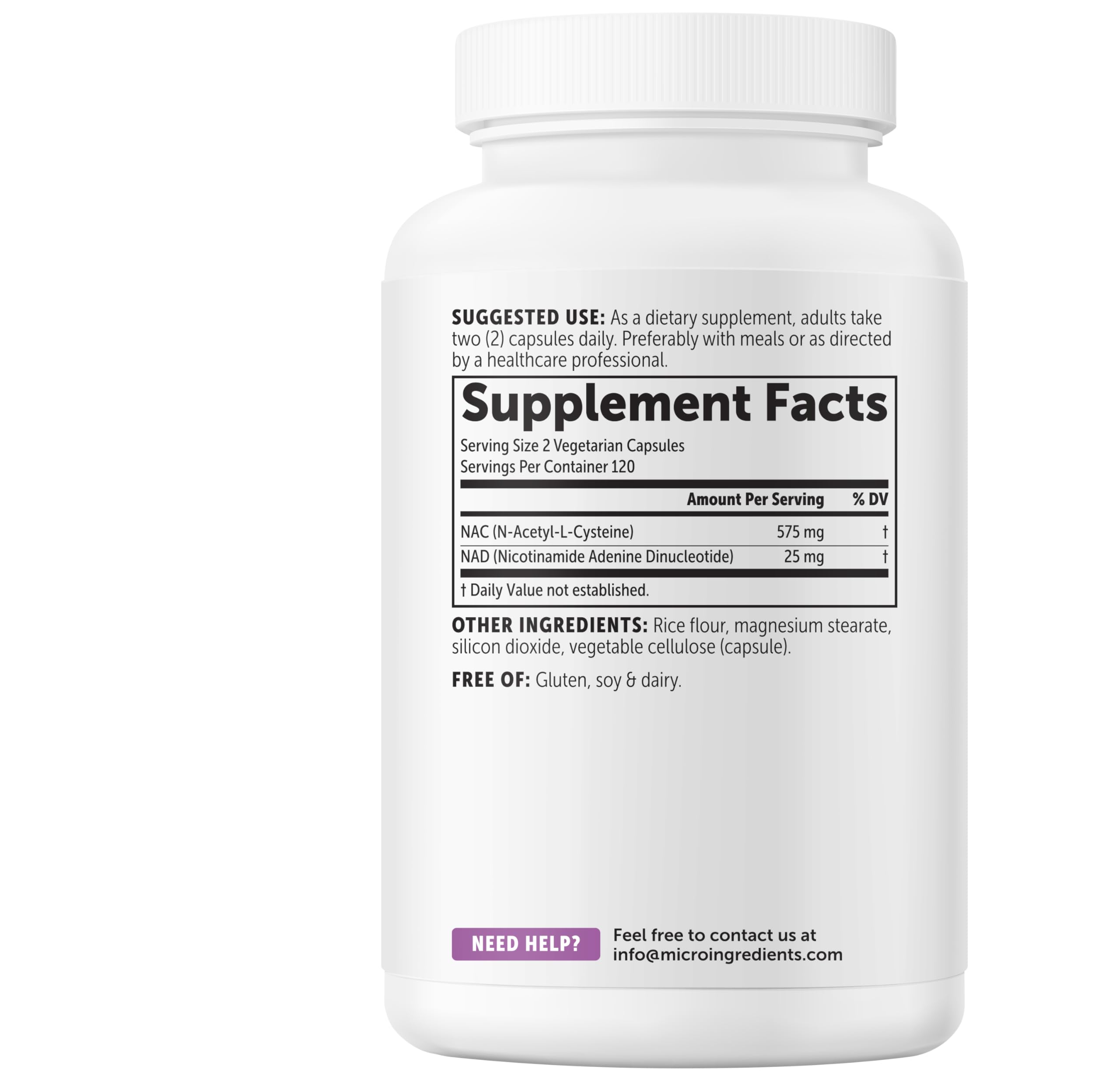Micro Ingredients NAC with NAD+ 600 mg Per Serving, 240 Vegetarian Capsules | 2-in-1 N-Acetyl-L-Cysteine with Nicotinamide Adenine Dinucleotide | Non-GMO, Gluten Free — Amazon image 8