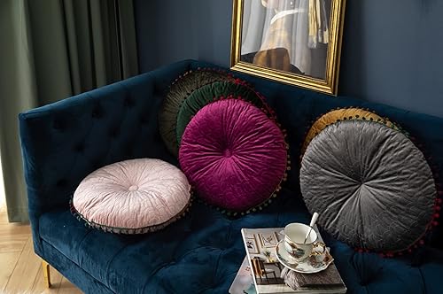 Miniatura 7 de Cojín redondo grueso para sofá, meditación, sala de estar, ventana, balcón, decoración (15.7 pulgadas, gris)