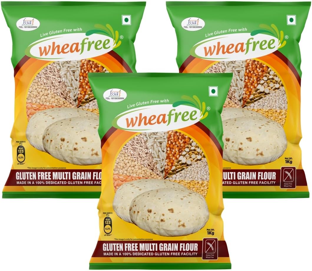 Multigrain Gluten Free Flour (Pack of 3-1Kg each) | Soya Free | Lactose Free | Easy to Digest | Suitable for Celiacs | Vegetarian