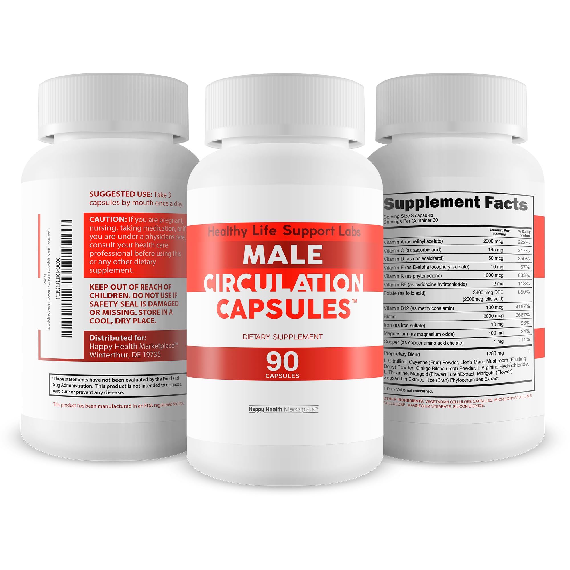 Healthy Life Support Labs Bloodflow Booster - Our Best Natural Blood Circulation Supplements for Men - Vasodilator Nitric Oxide Booster Supplement for Men - Circulation and Vein Support Vitamins — Amazon image 4