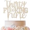 LINGTEER Happy 39th Birthday Funny Gold Rhinestone Cake Topper - Cheers to 39 Years Old Birthday Party,Thirty-Nine Cake Centerpieces Topper Decorations Gift Sign