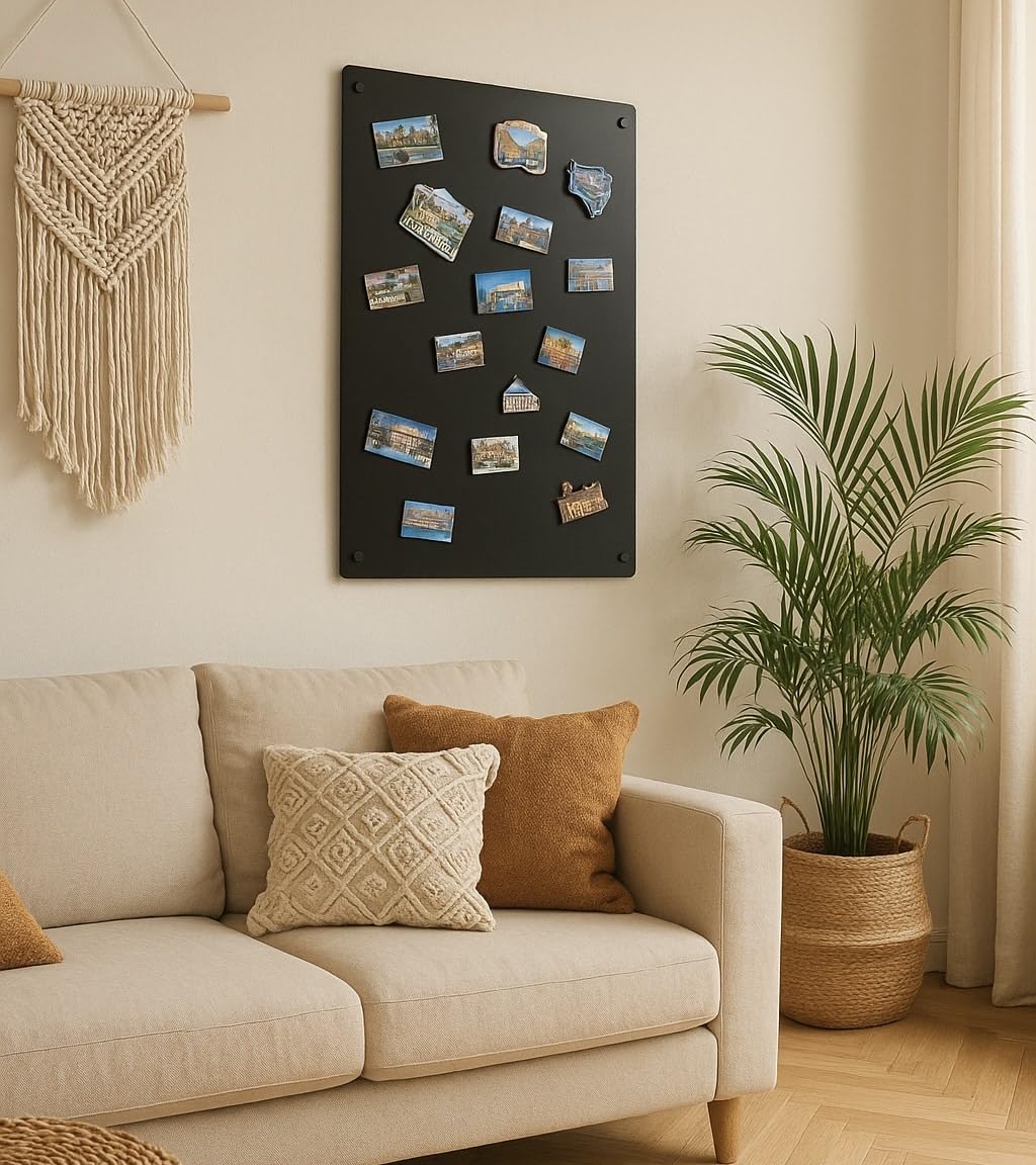 STALFORM Magneetbord Zwart 80x50 Cm Magnetisch Bord Voor Aan De Wand Metalen Memobord Wandborden Ultradun Staal 1011777272