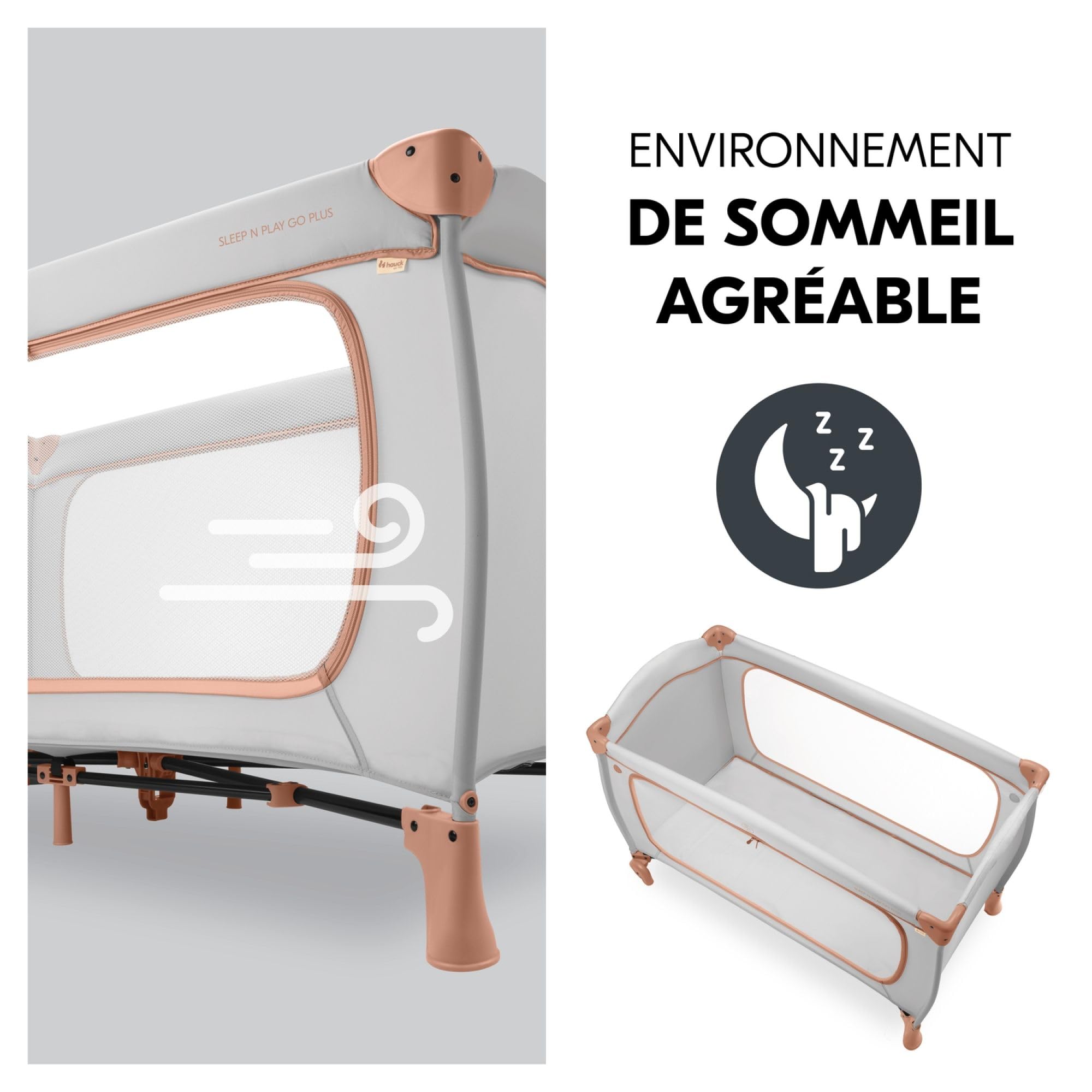 Hauck Reisbed Sleep N Play Go Plus / voor baby's en kinderen vanaf de geboorte tot 15 kg / 120 x 60 cm / licht / compact opvouwbaar / incl. draagtas / wielen / slip / mehkleurig zwart