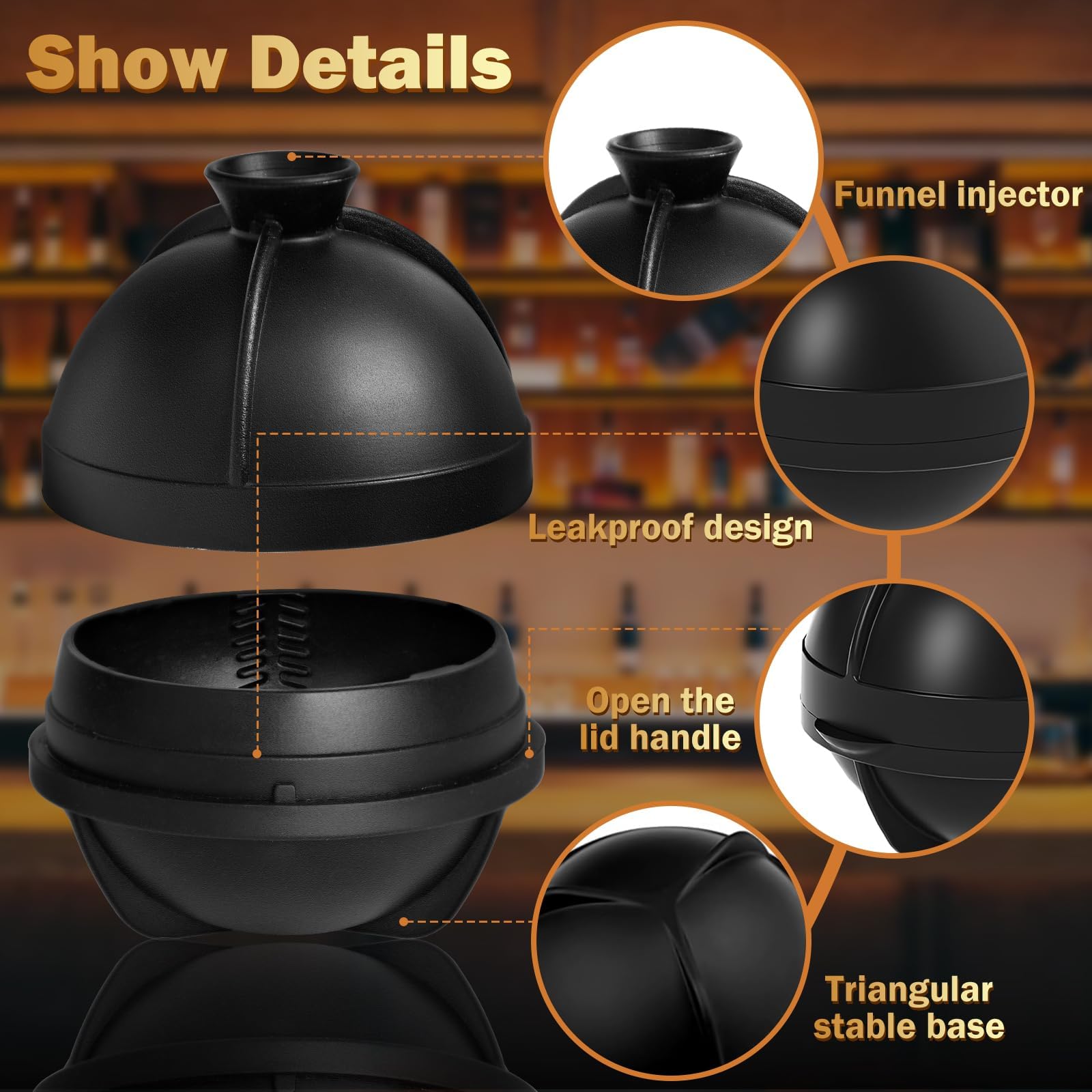 Paquete de 2 moldes para cubitos de hielo de béisbol de 2.5 pulgadas, grandes moldes de silicona 3D para cubitos de hielo de béisbol, formas divertidas, moldes novedosos para cubos de béisbol, regalos