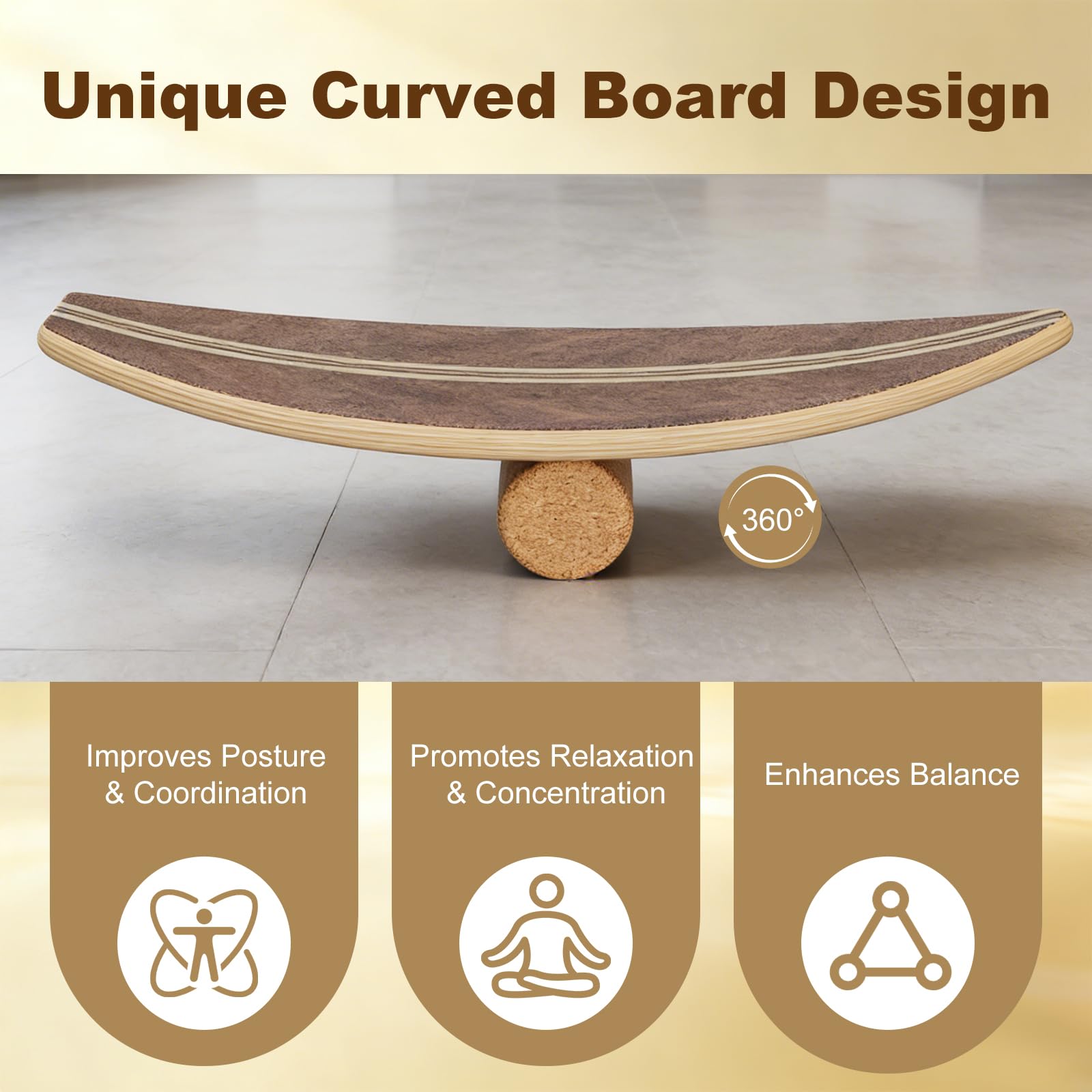 Balance Board,Waveboard Wobble Board,Wackelbrett Balanceboards - Surf-Trainer Erwachsene & Jugendliche,Gleichgewichtstrainer Balance Board Kinder,Balance Board Holz bis 150 kg Belastbar