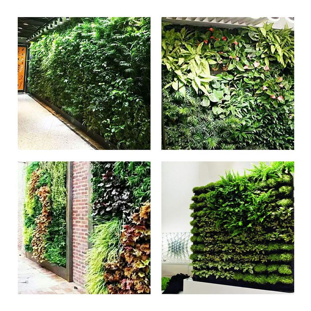 Sacs de plantation à suspendre, 49 poches verticales à fixation murale, sac de plantation, sac de culture vertical, sac de rangement pour plantes (1 m × 1 m, noir)