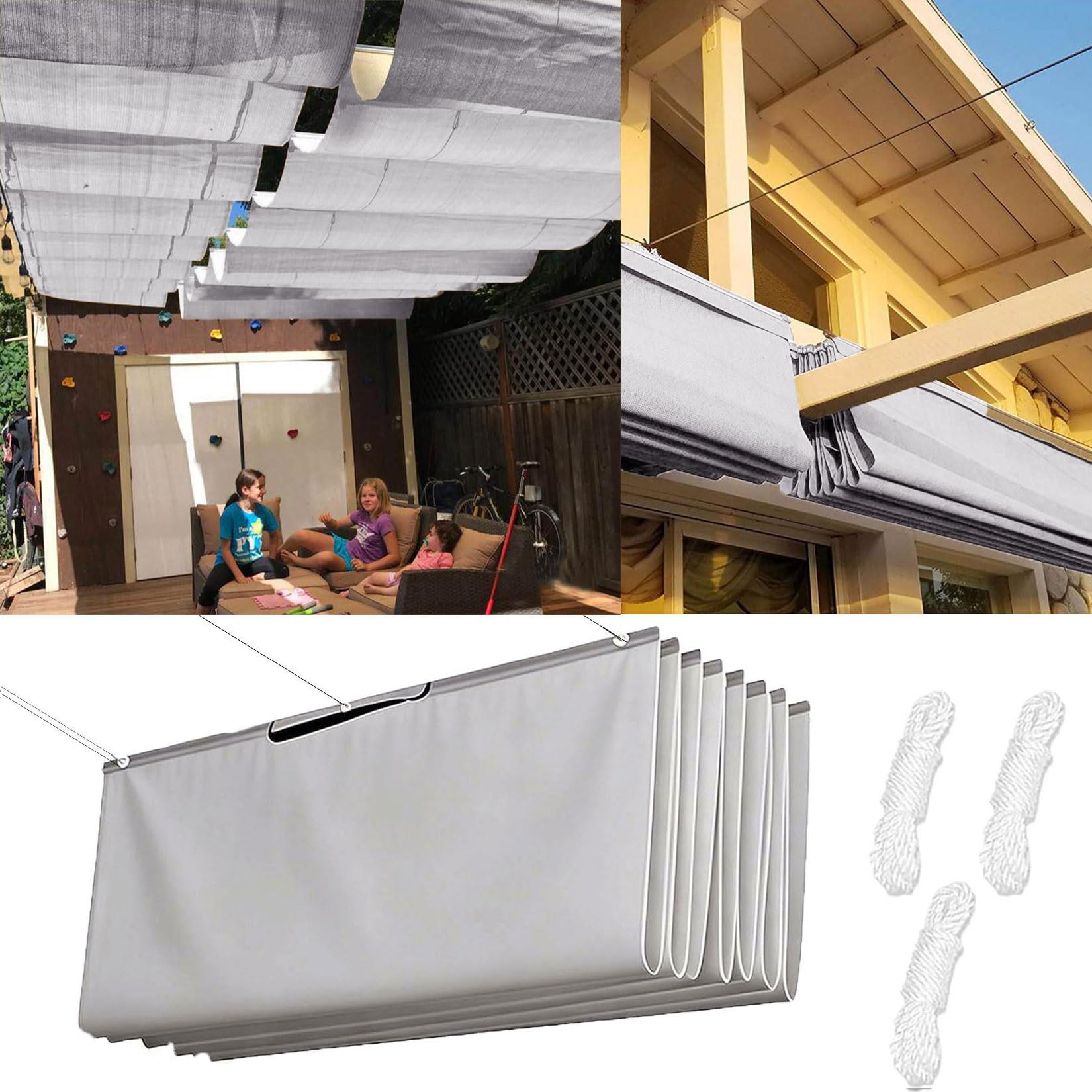 Voile ombrage 230 x 290 cm imperméable gris clair protection pergola