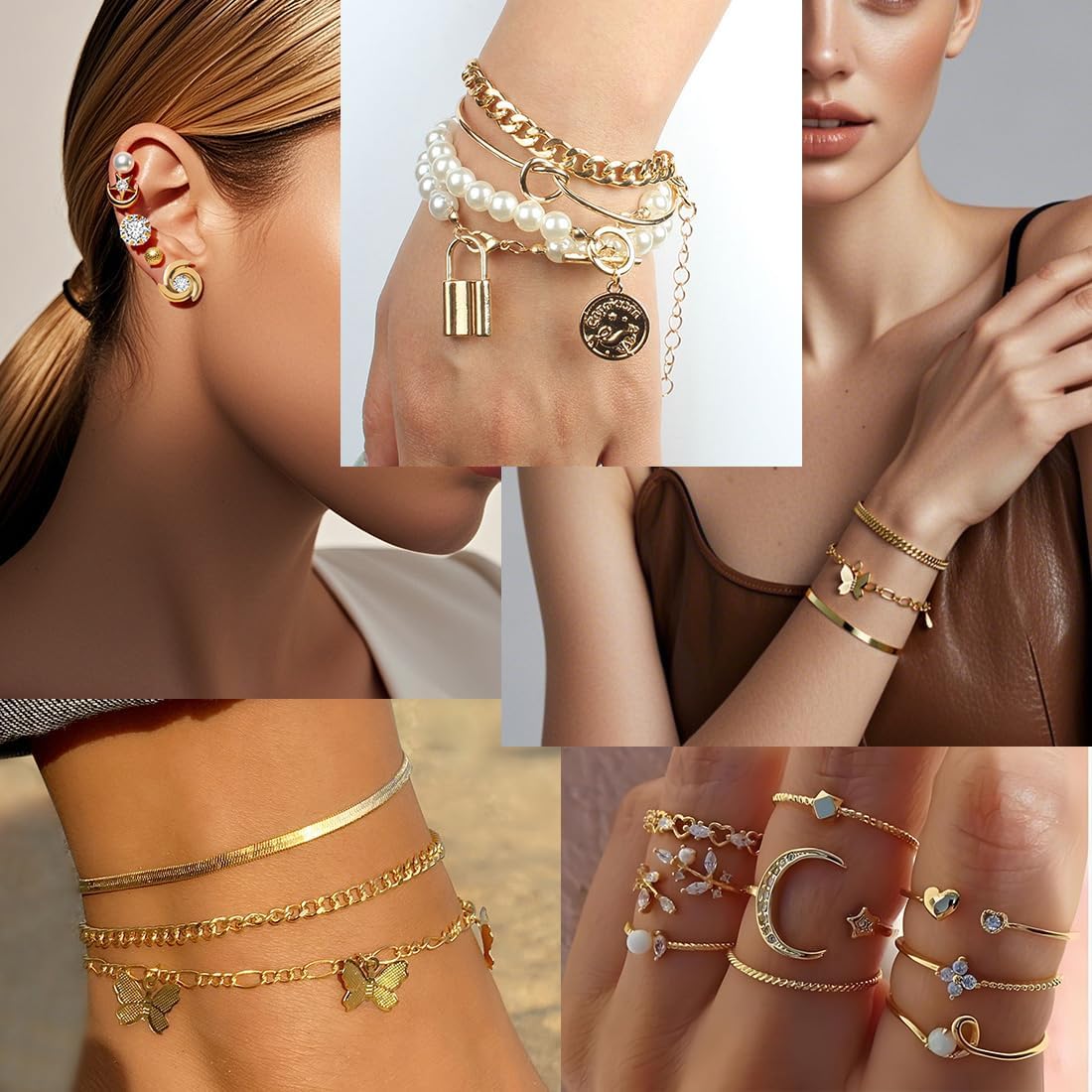 Gold Plated Jewelry Set for Women Fashion Costume Jewelry Necklace Bracelet Earrings Set for Christmas, Valentine's Day, Wedding - Image 4