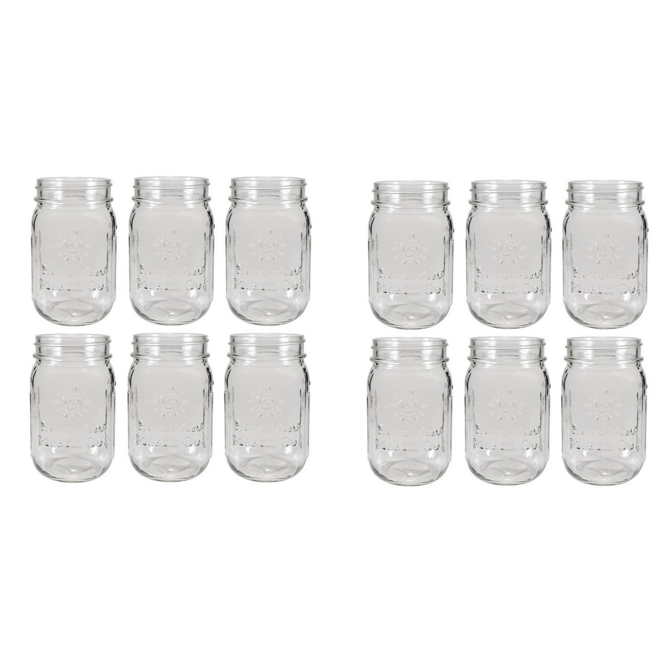 Pint Size (16 ounce, 473 mL) Regular Mouth Drinking Glass Mason Jars 12 Pieces