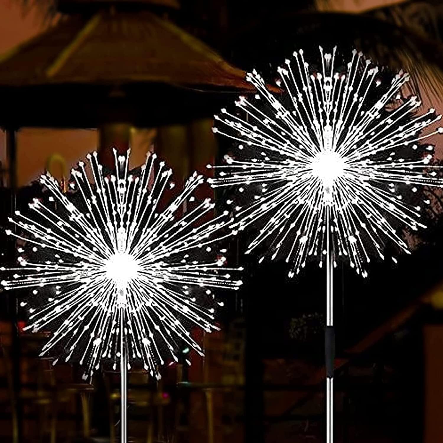 Photo 1 of JJGoo Solar Firework Lights, 2 Pack 180 LEDs 2 Lighting Modes Solar Lights Outdoor Waterproof for Garden Patio Walkway Pathway Party Wedding Christmas Decorative - Cool White