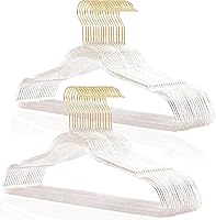 Vista 12 de Perchas de Ropa Rosas de 16", Paquete de 40 Perchas de Plástico con Recubrimiento Transparente para Armario de Adultos, Bling Ganchos de Ropa