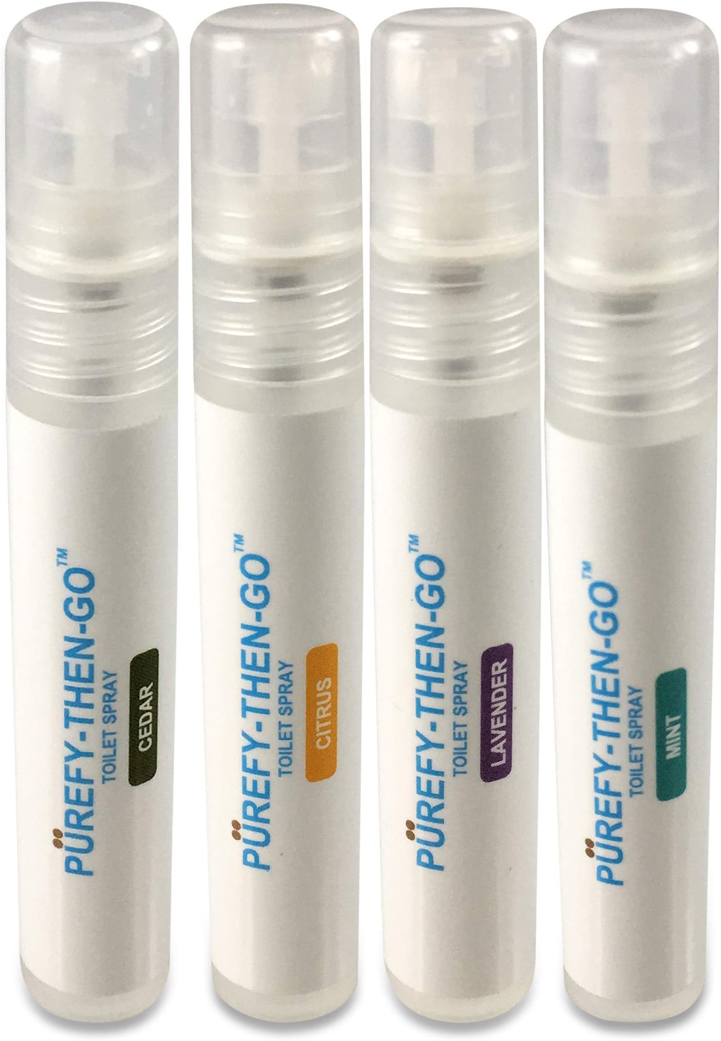 PUREFY Then-Go Spray Discovery/Travel Series (4 -Scent Pack, 8ml), Specialty Toilet and Fragrance Spray, Natural and Authentic scents, No Harsh chemcials.