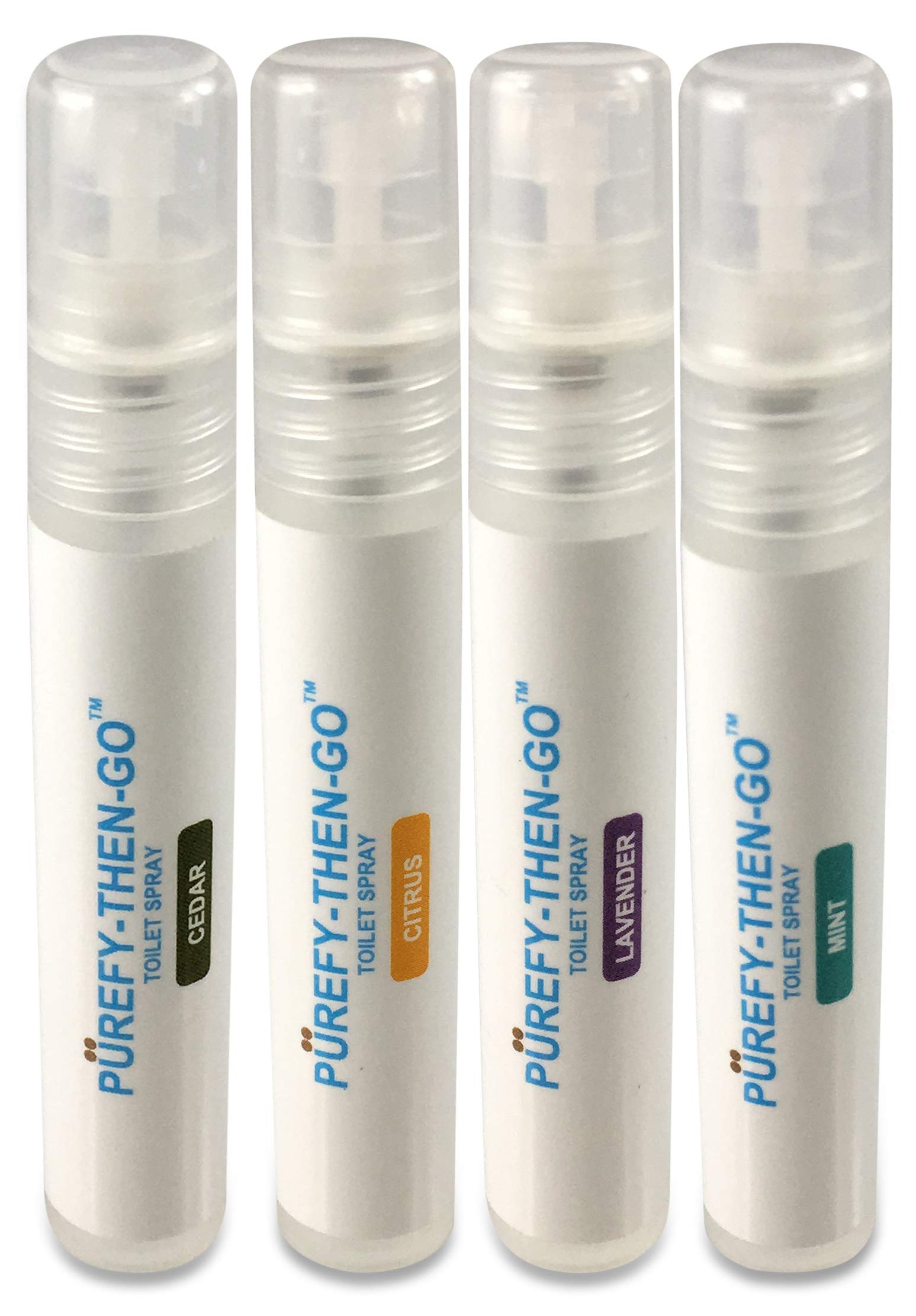PUREFY Then-Go Spray Discovery/Travel Series (4 -Scent Pack, 8ml), Specialty Toilet and Fragrance Spray, Natural and Authentic scents, No Harsh chemcials.