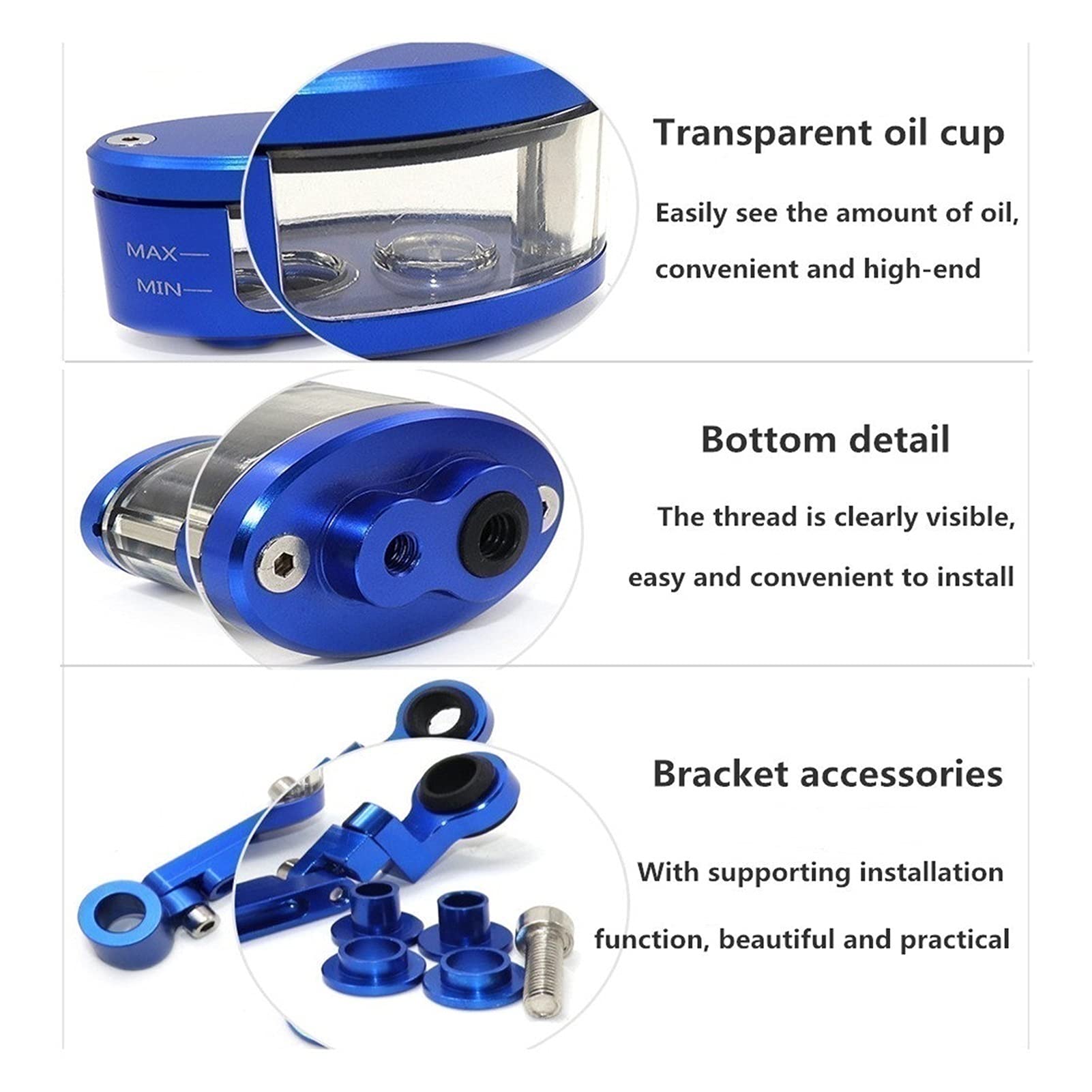 Depósito De Líquido De Freno De Motocicleta, Depósito De Embrague, Taza De Líquido De Aceite para YH YZF-R1 YZF-R6 YZF R1 R3 R6 R15 R25 R125 TMAX 500 530 Xmax(Gris)