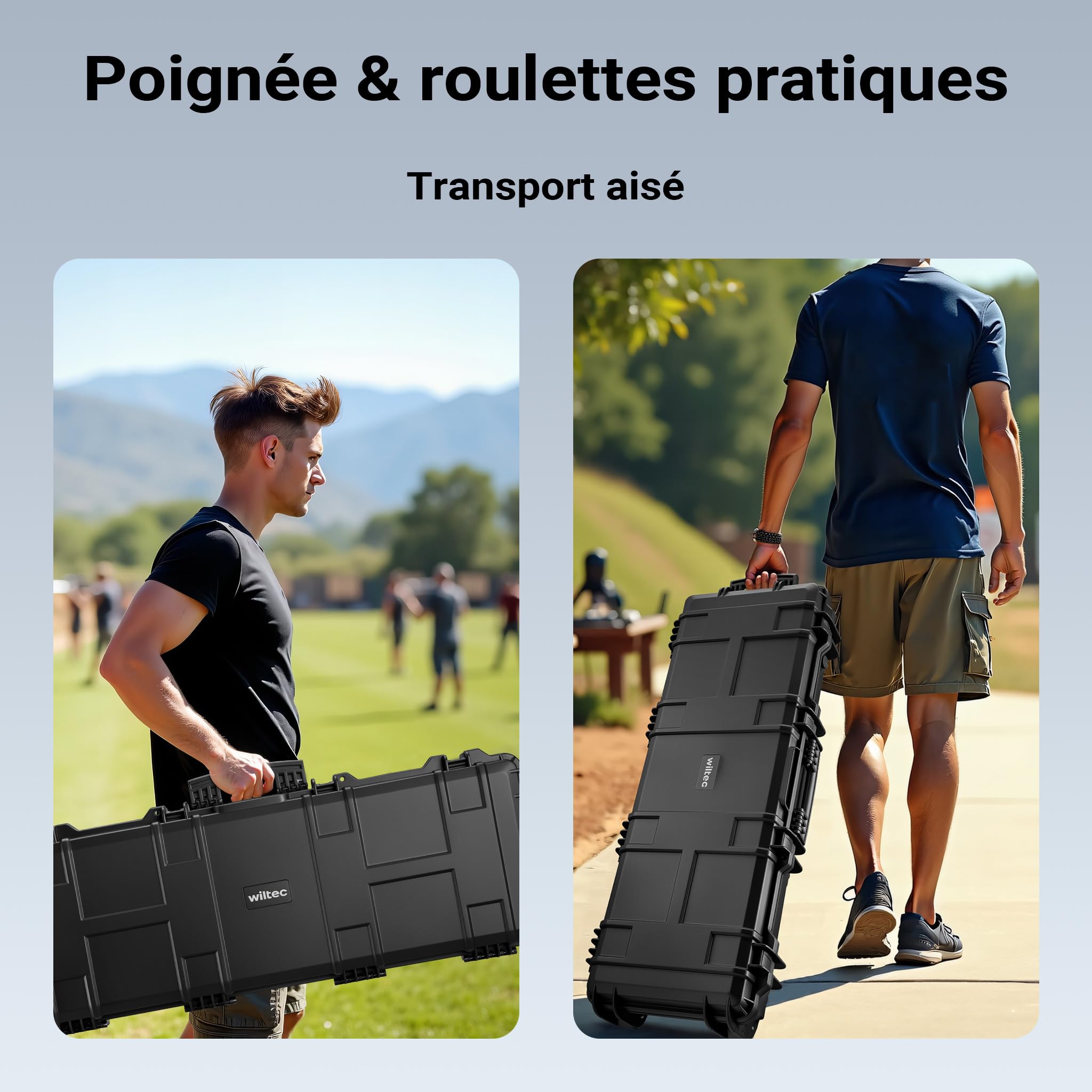 WilTec Mallette pour Armes Noire Rembourrage en Mousse, 4 serrures de sécurité Étui Coffret