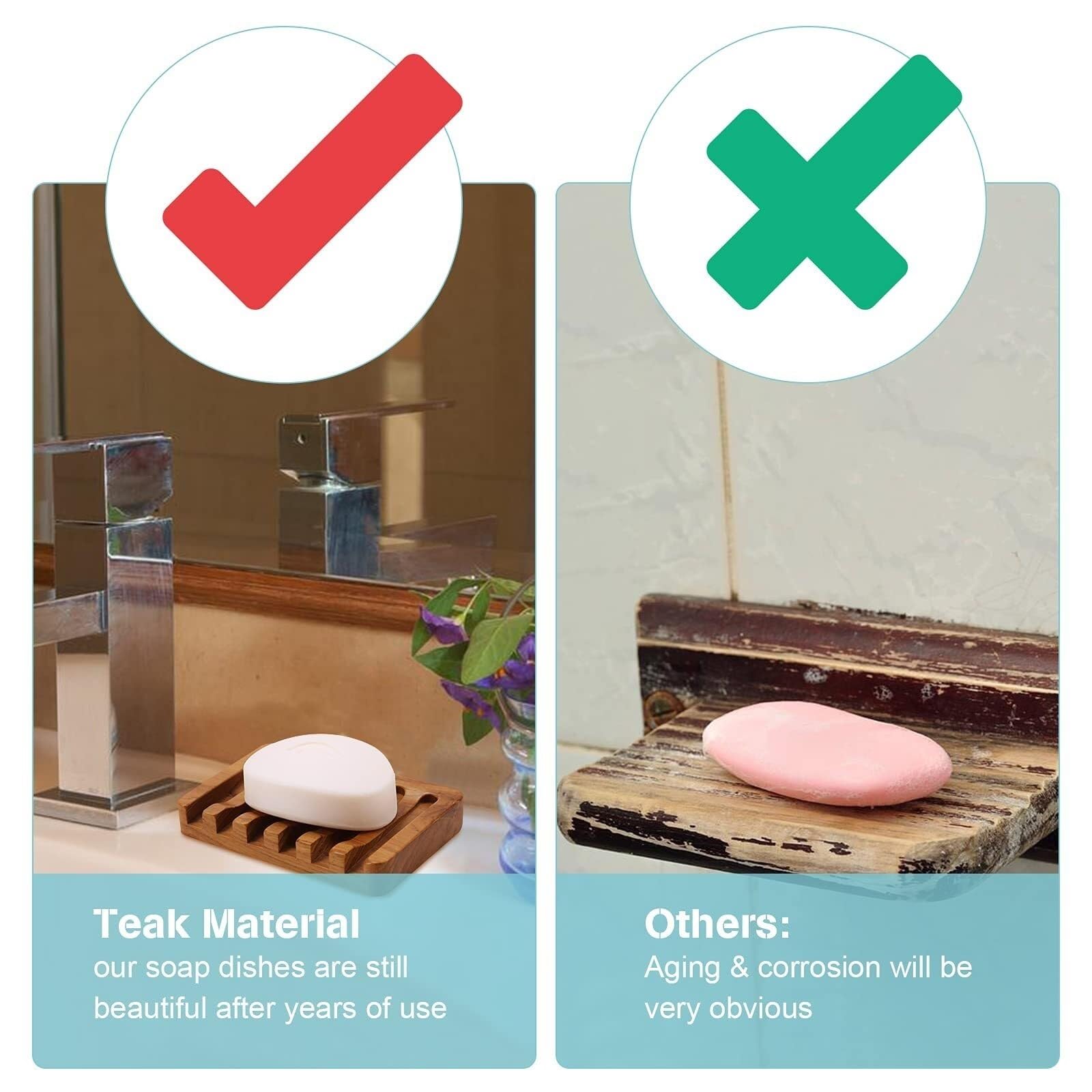 Jaboneras Jabonera de Barra con diseño Cascada Inclinada, Madera Teca Nuevos artículos Esenciales para el hogar