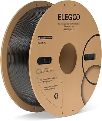 17 – ELEGOO PC Filament 1.75mm Clear Black 1KG, Tough and Durable Professional 3D Printer Filament Dimensional Accuracy +/- 0.05mm 1KG Spool Heat…