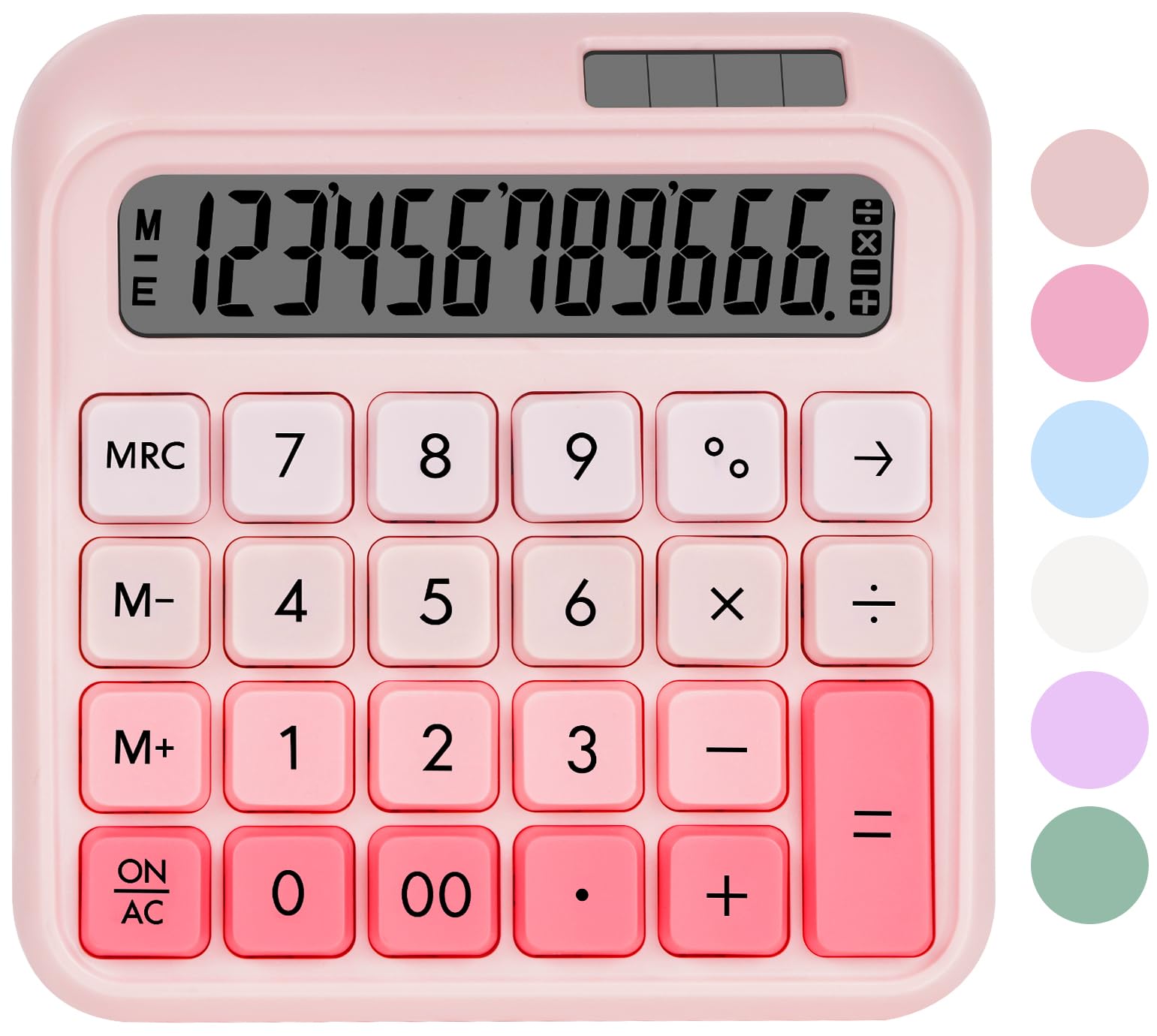 Photo 1 of HUTUDD Mechanical Calculator - Pink, 12-Digit LCD