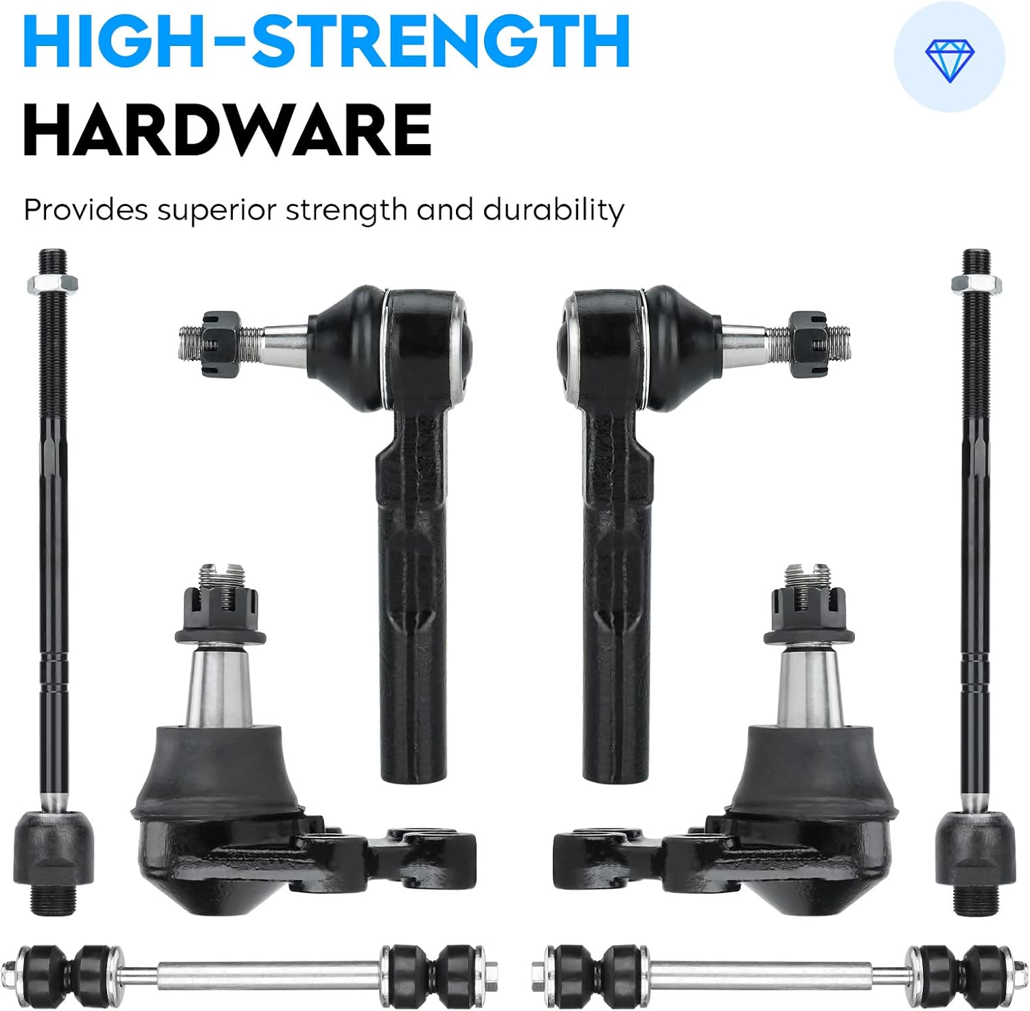 10PCS Front Upper Control Arms K80942 for Chevy Silverado GMC Sierra 1500 RWD 1999-2006 - Suspension Kit w/Ball Joints Sway Bars Tie Rods K6539 K80631 ES3492 EV370