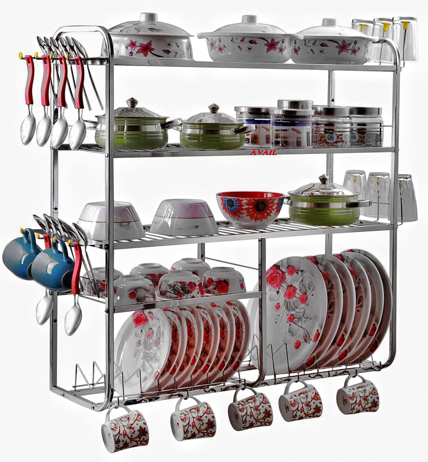 AVAIL Stainless Steel 5 Layer Mount Kitchen Racks Dish Rack with