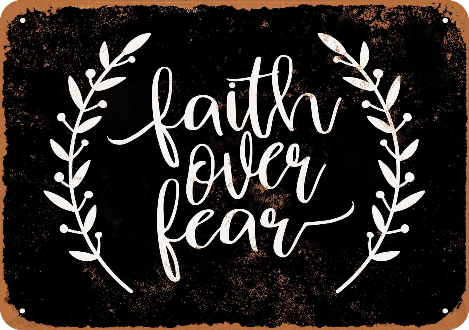 Miaomansenstore Metal Sign - Faith Over Fear 2 (Black) - Vintage Look Home Decor