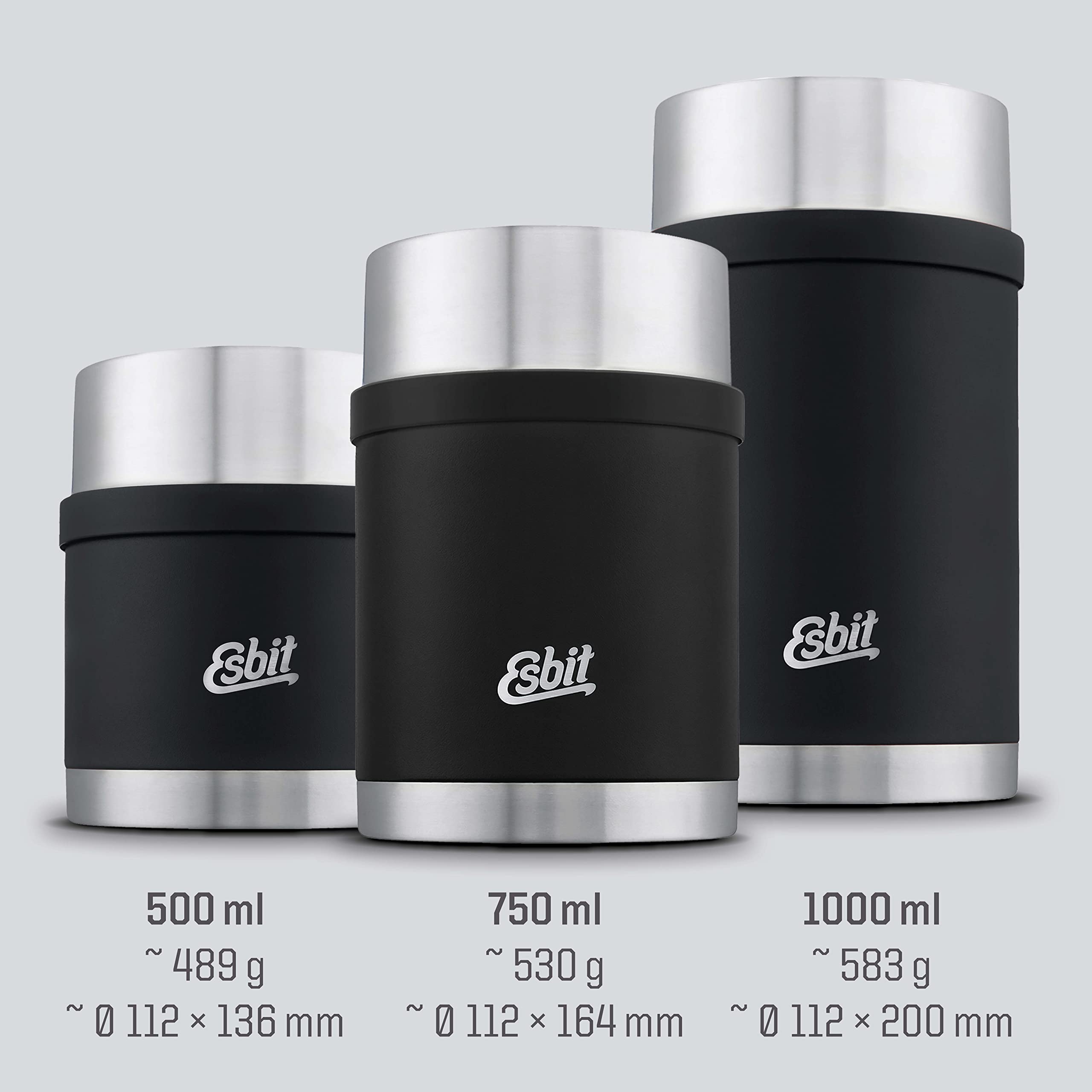 Esbit Thermobehälter Sculptor für Essen - Warmhaltebehälter 500 ml in Stone Grey - aus Edelstahl für warme und kalte Speisen
