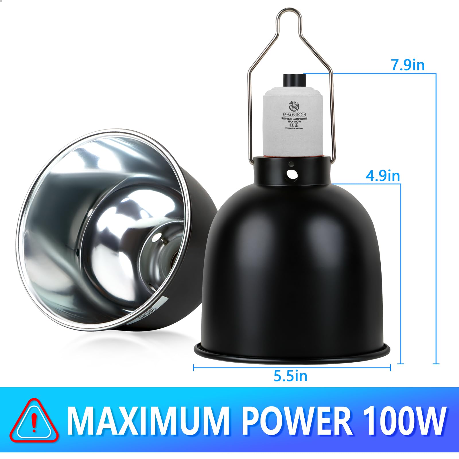 Lampe chauffante pour reptile, plafonnier pour reptile, 14 cm, tortue UVA UVB pour vivarium