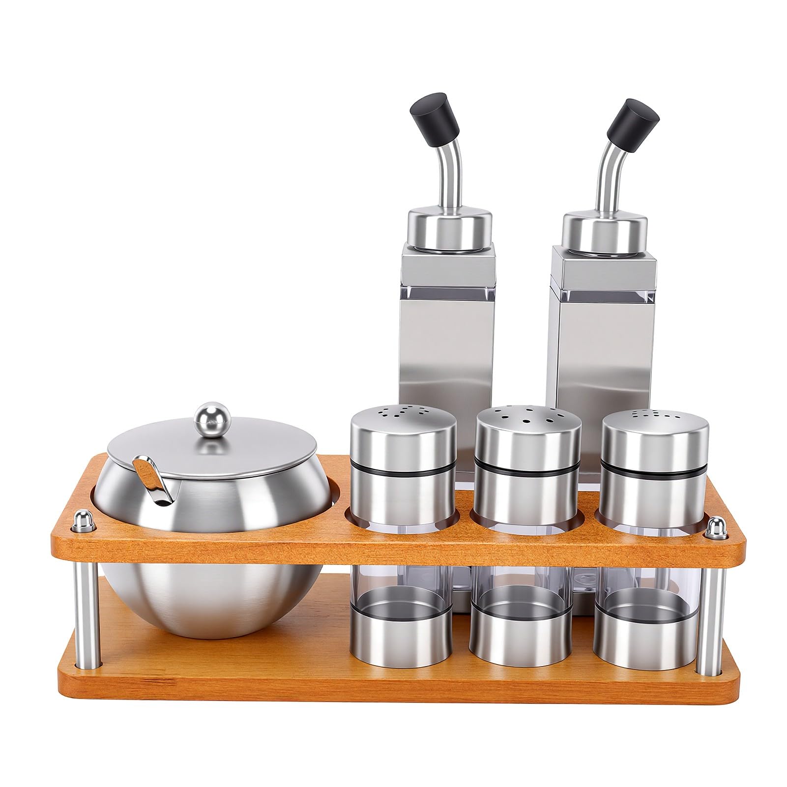 Karlak Set di Barattoli per Condimenti in Acciaio Inossidabile, Dispenser per Condimenti Dal Design Elegante, Contenitori Alimenti da 6 Pezzi