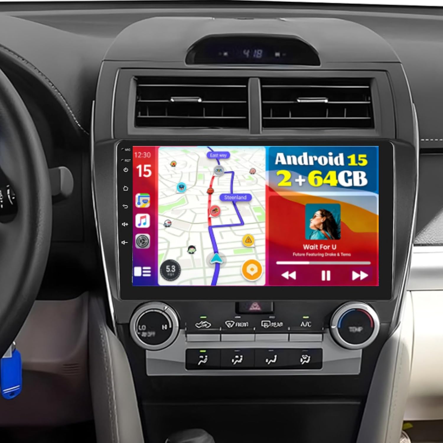 【2+64GB Wireless Carplay Radio Android 13】 for Toyota Camry 2012-2014 Fuluku with Carplay Android Auto, 10.1 Inch Touch Screen Car Stereo GPS/WiFi/32EQ DSP/Bluetooth 5.0/SWC/Mic Backup Cam